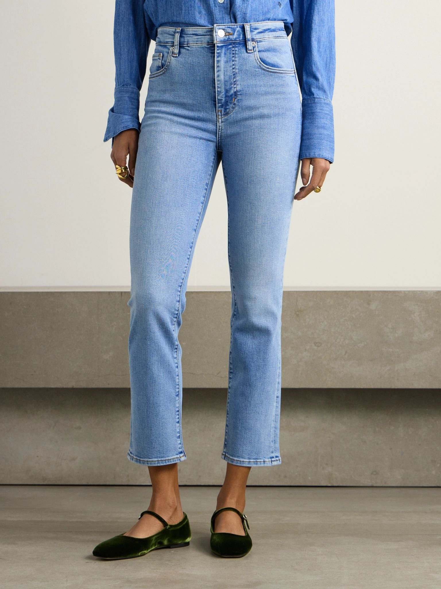 The Pencil cropped high-rise skinny jeans Light denim - 3