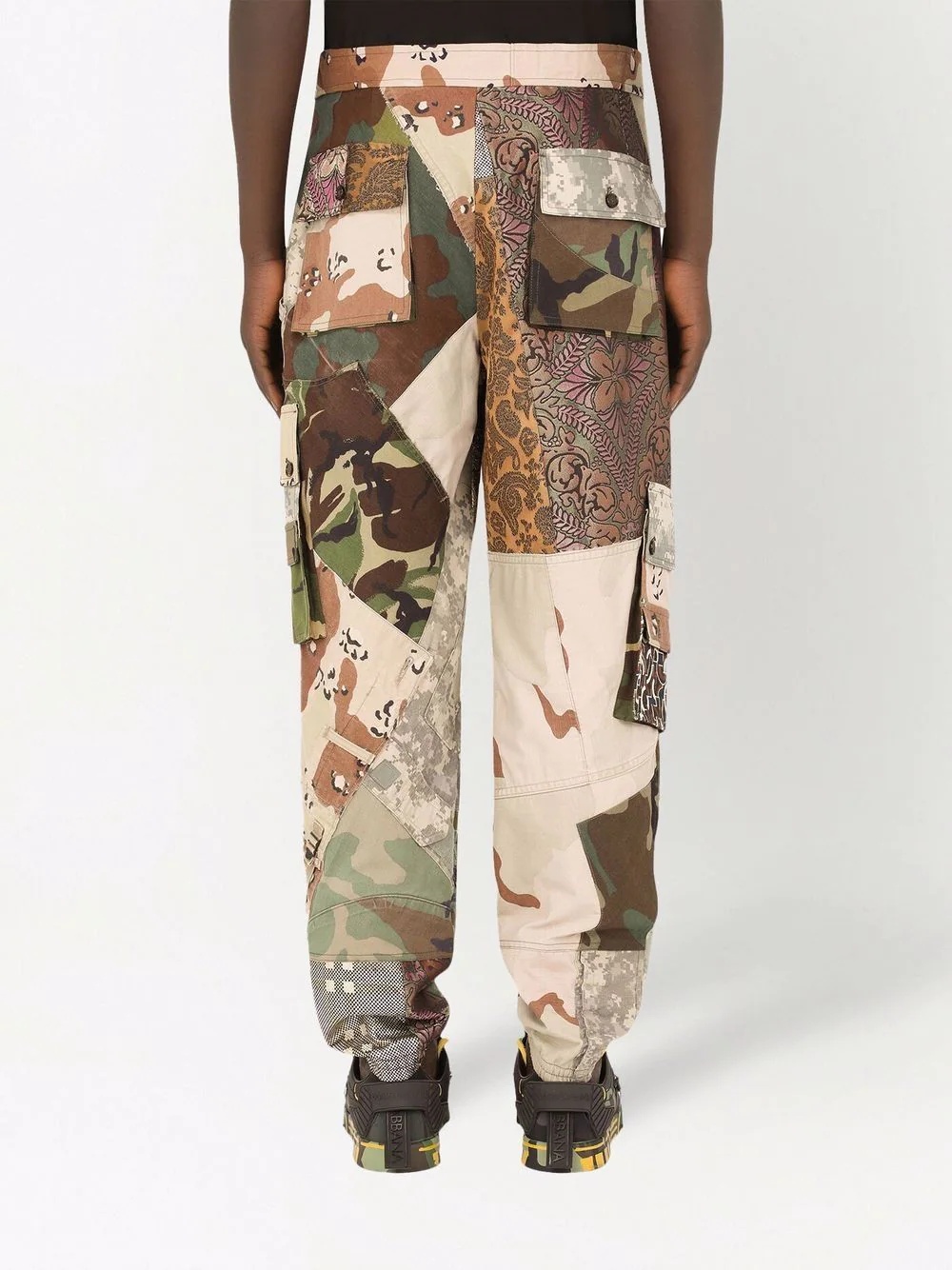 multi-print patchwork cargo trousers - 4