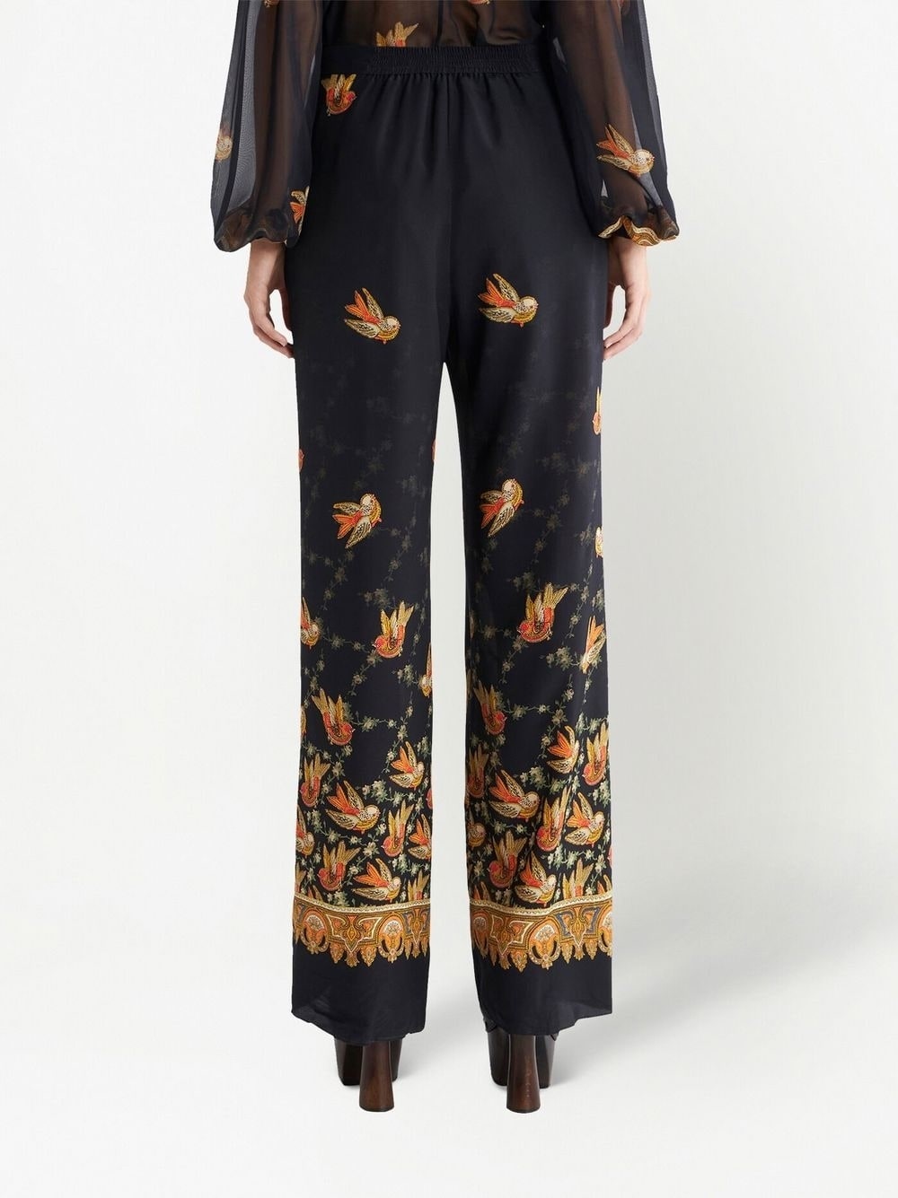 silk paisley-print straight trousers - 4