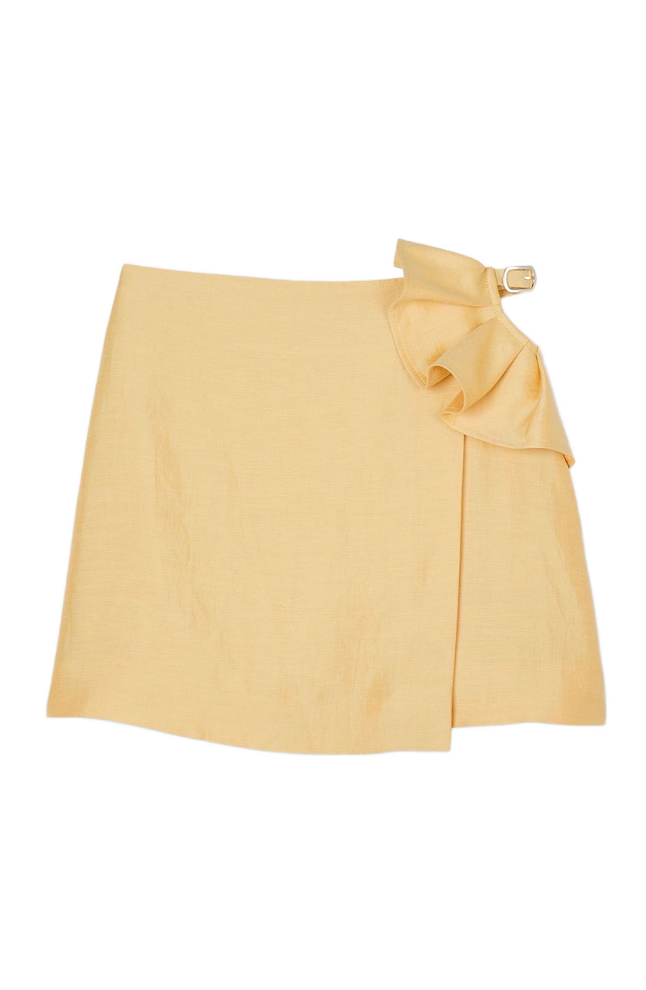 SANDRO Short skirt with ruffled detail in Straw at Nordstrom - 5