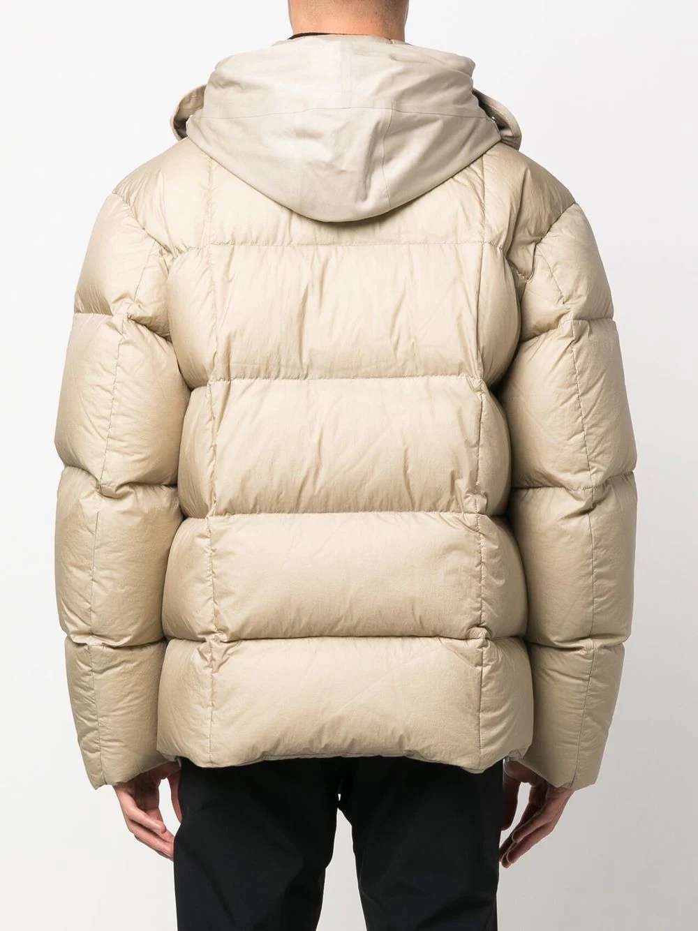 hooded button fasten puffer jacket - 4