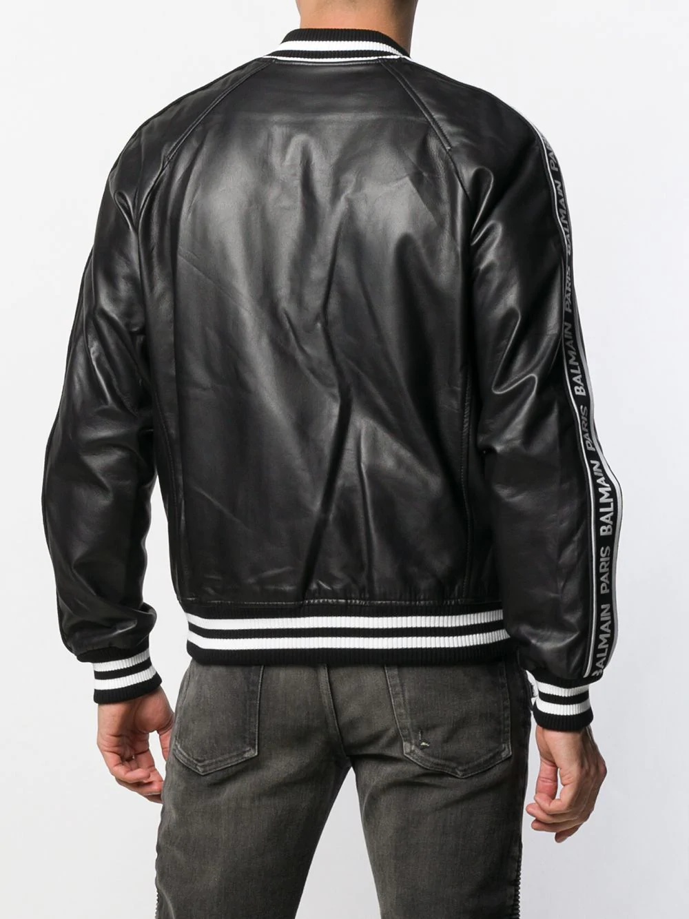 logo stripe bomber jacket - 4