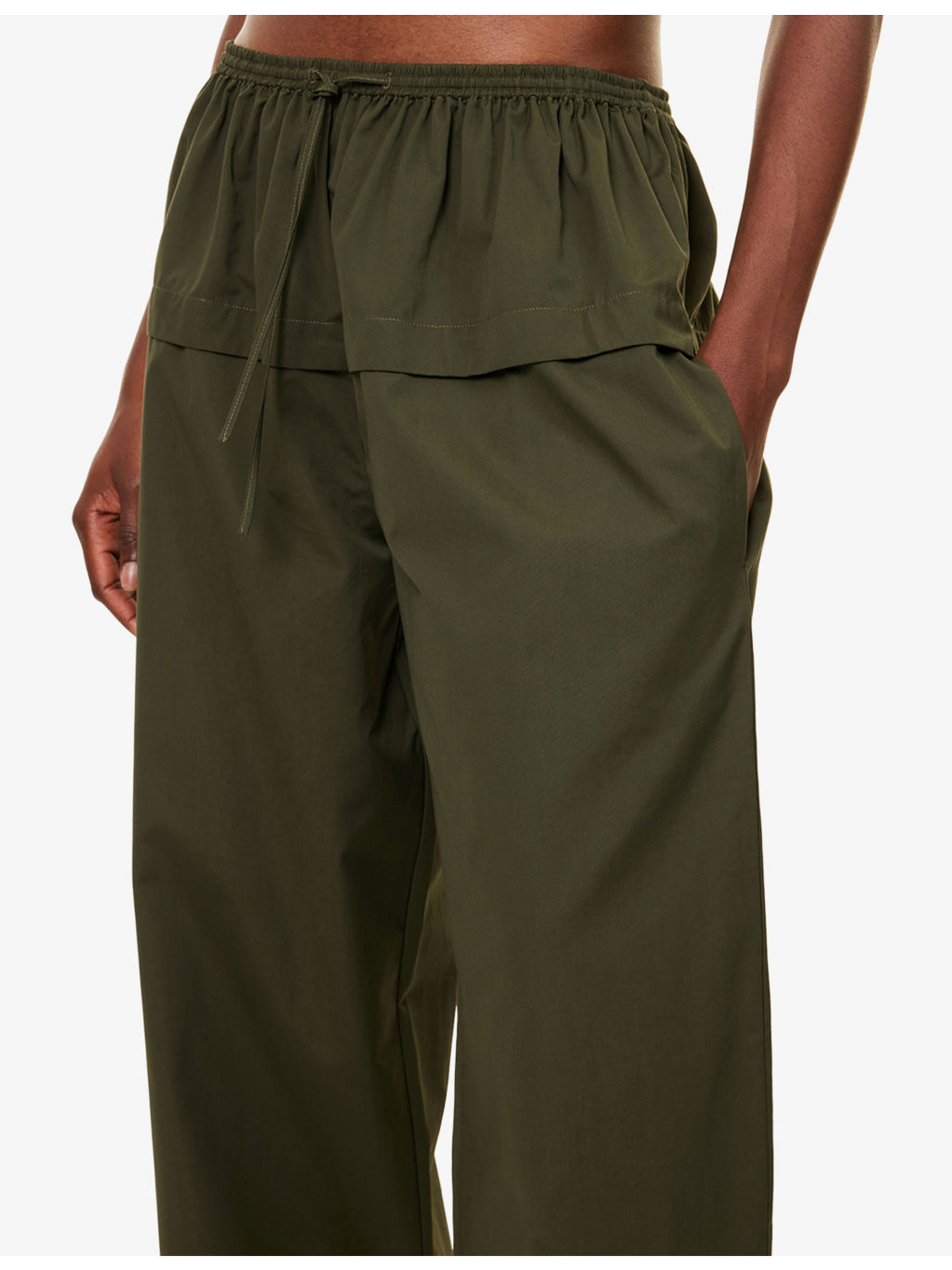 Peplum Wide-Leg Cotton-Poplin Trousers - 5
