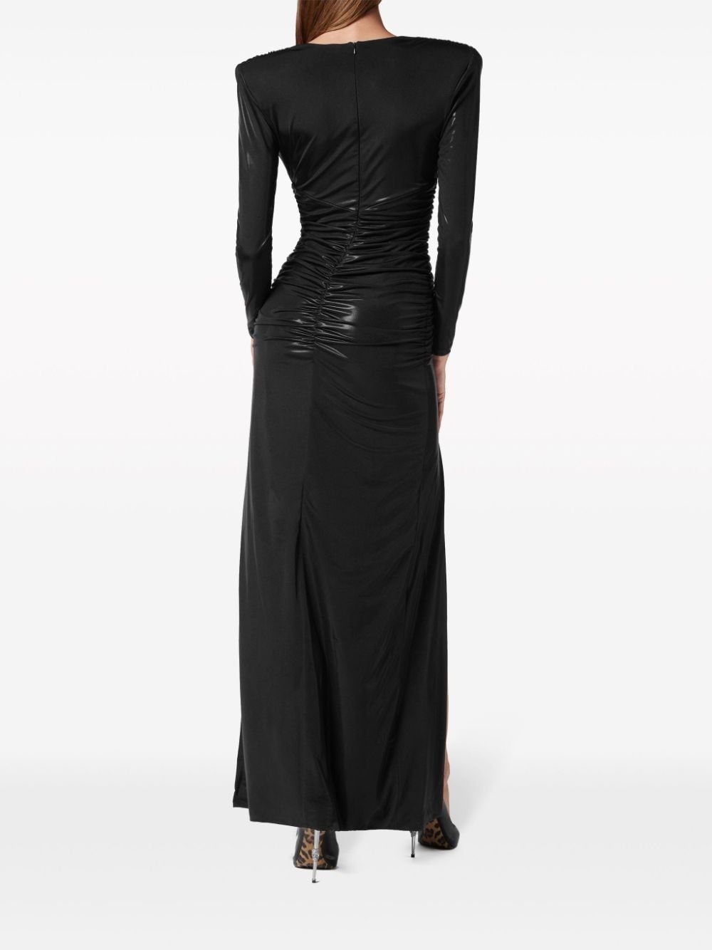 ruched lamÃ©-effect maxi dress - 3