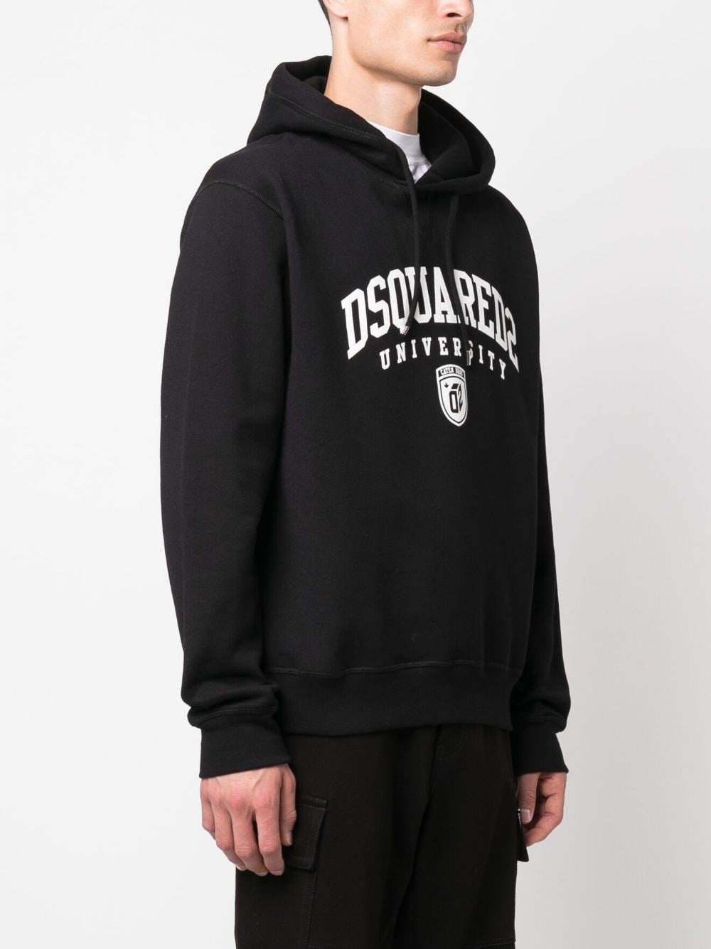 logo-print  cotton hoodie - 3