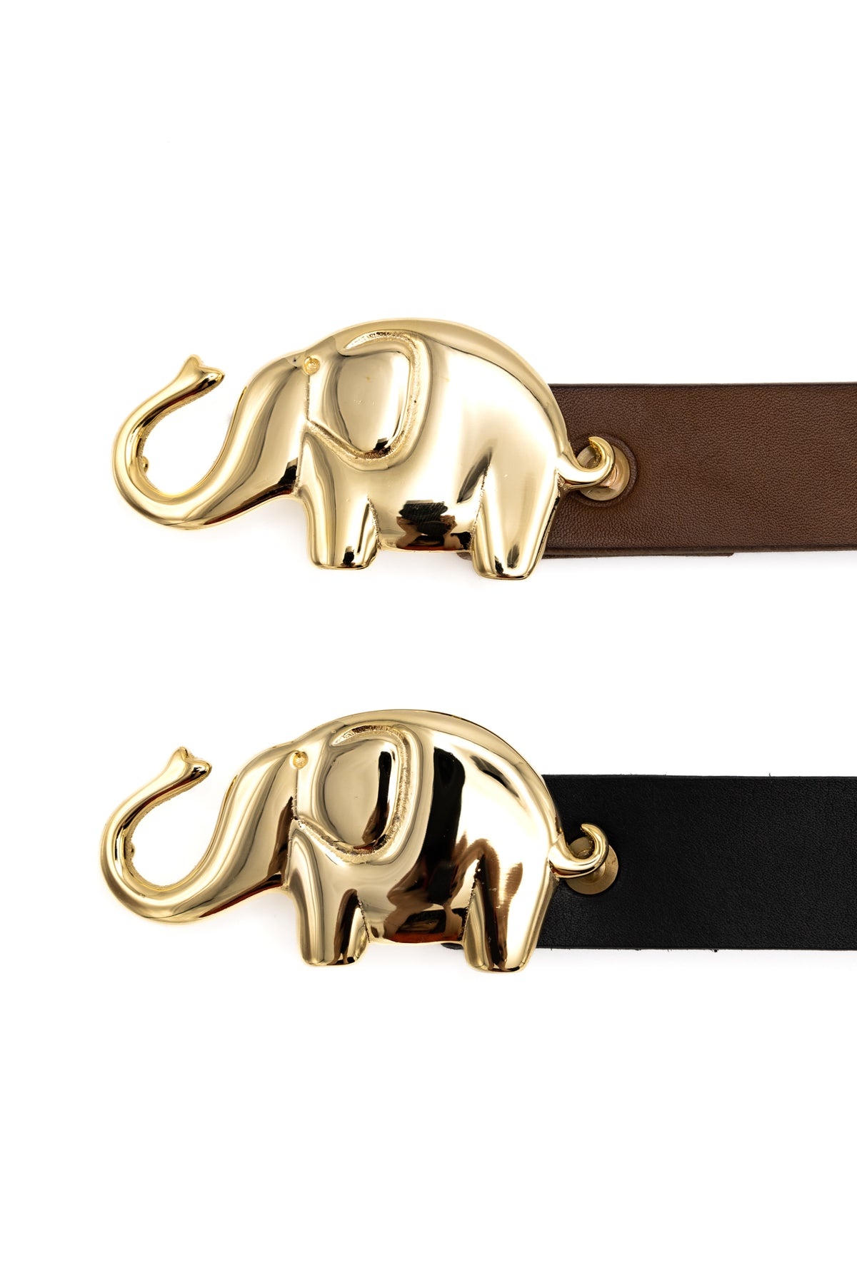 Leather TRUNK-UP Elephant Buckle Belt - 2