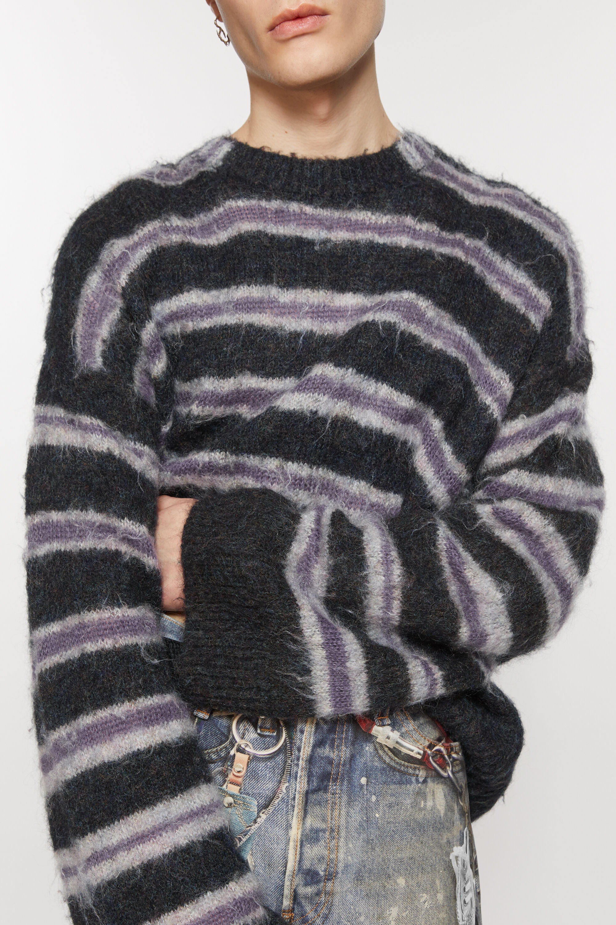 Mohair blend jumper - Dark grey melange/multi - 4