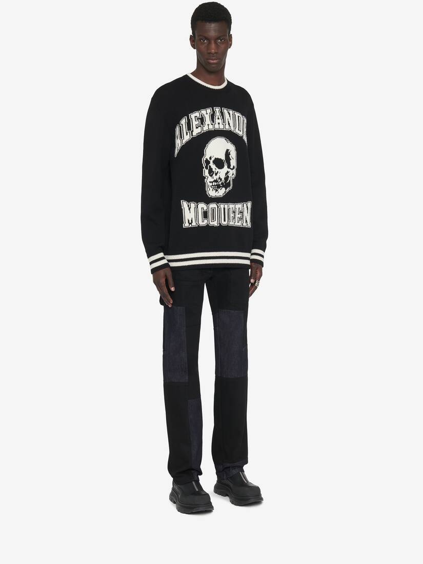 Men's Varsity Jumper in Black/ivory - 3