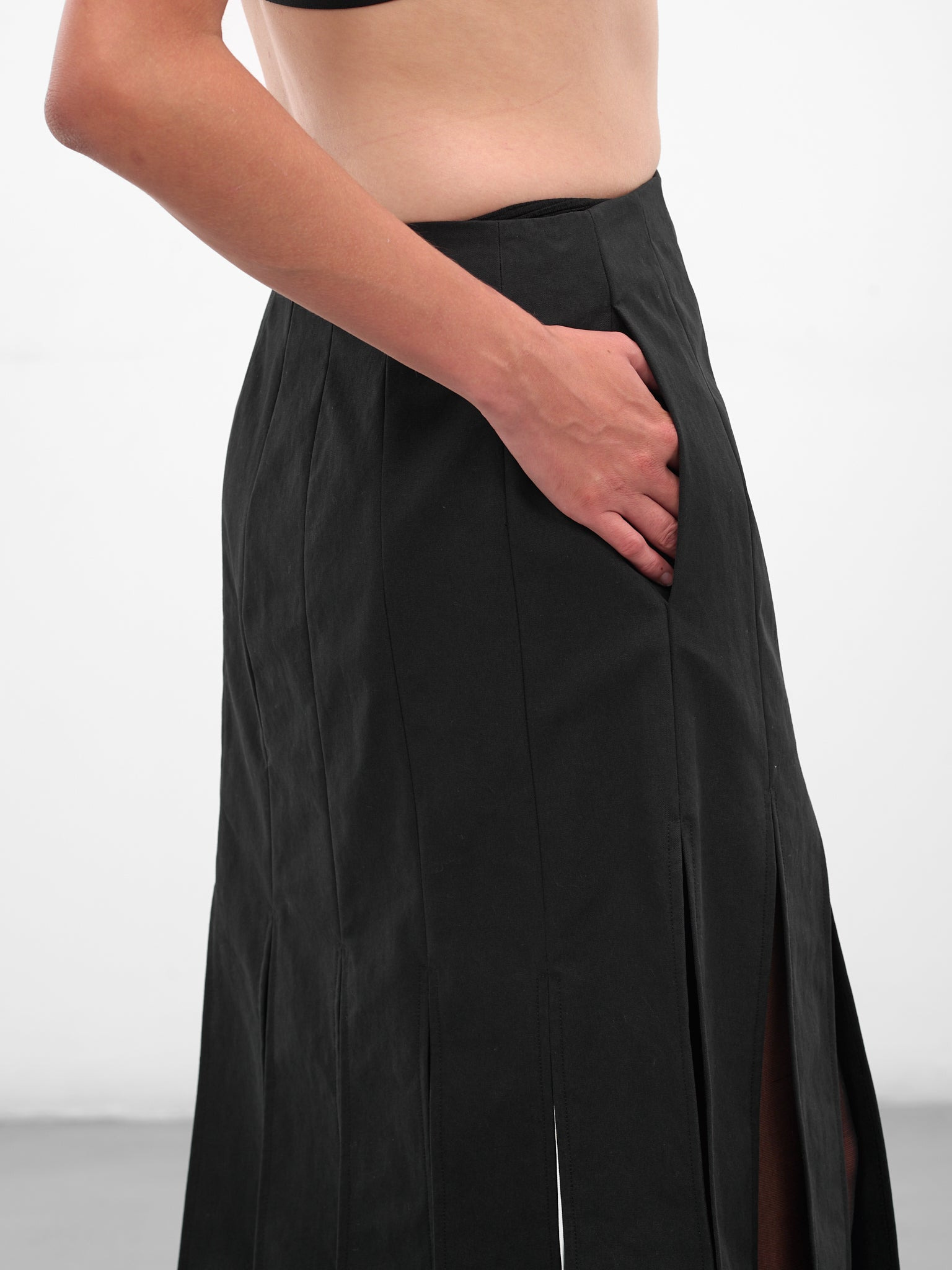 Charcoal Slit Trench Midi Skirt - 4