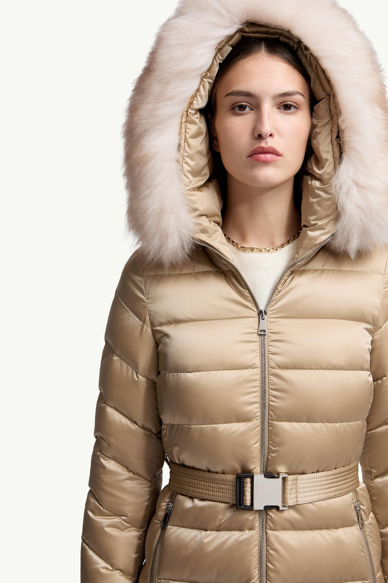 Leersie Hooded Shearling-Trimmed Long Down Jacket 7