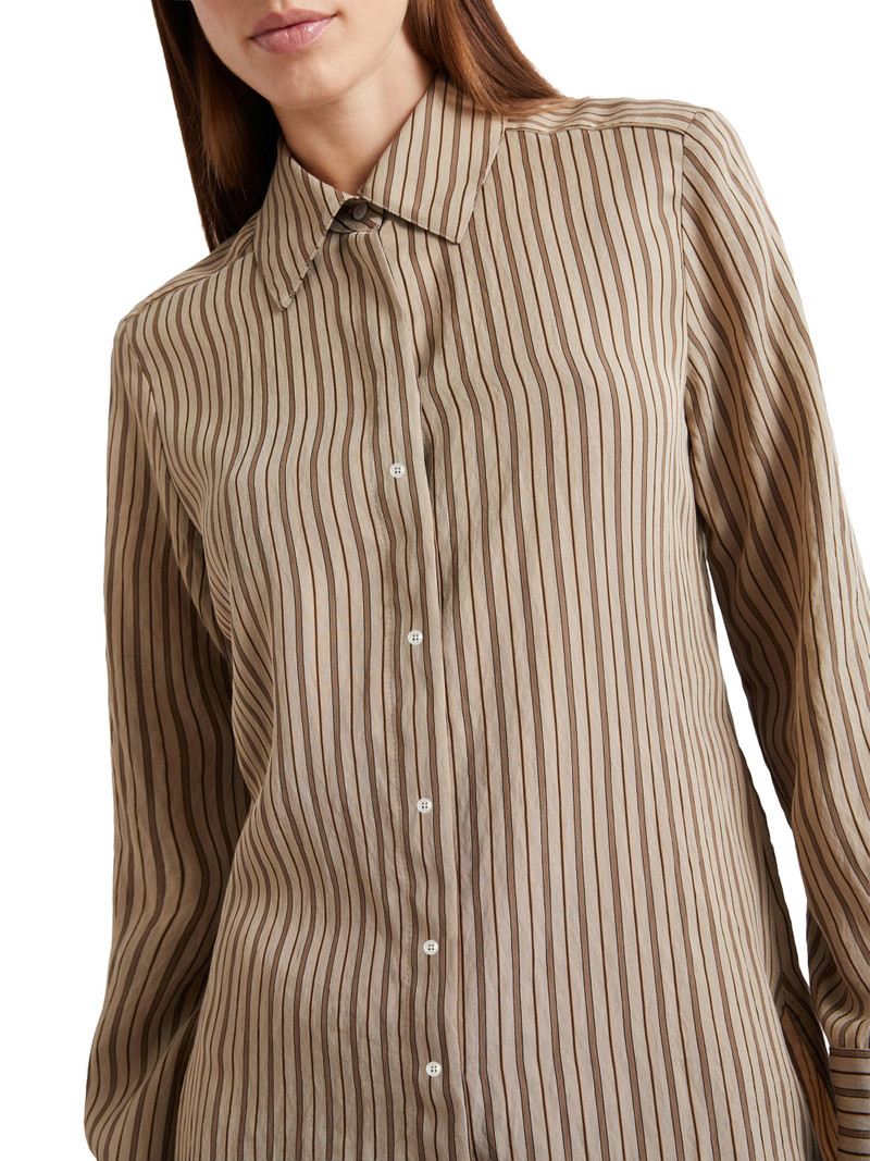Women's Shiny Viscose Shirt - Hazelnut Brown 4