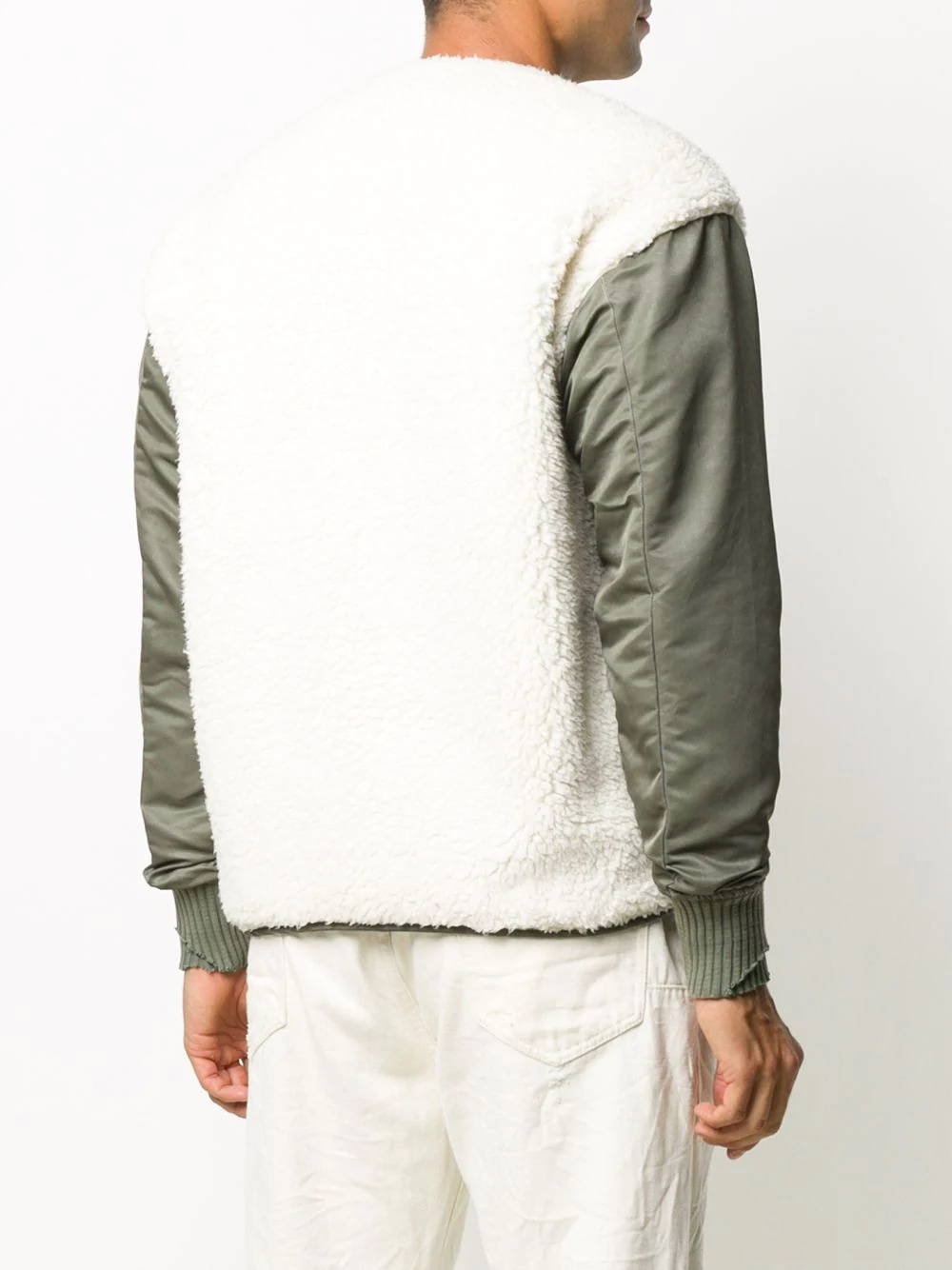 shearling panel bomber jacket - 4