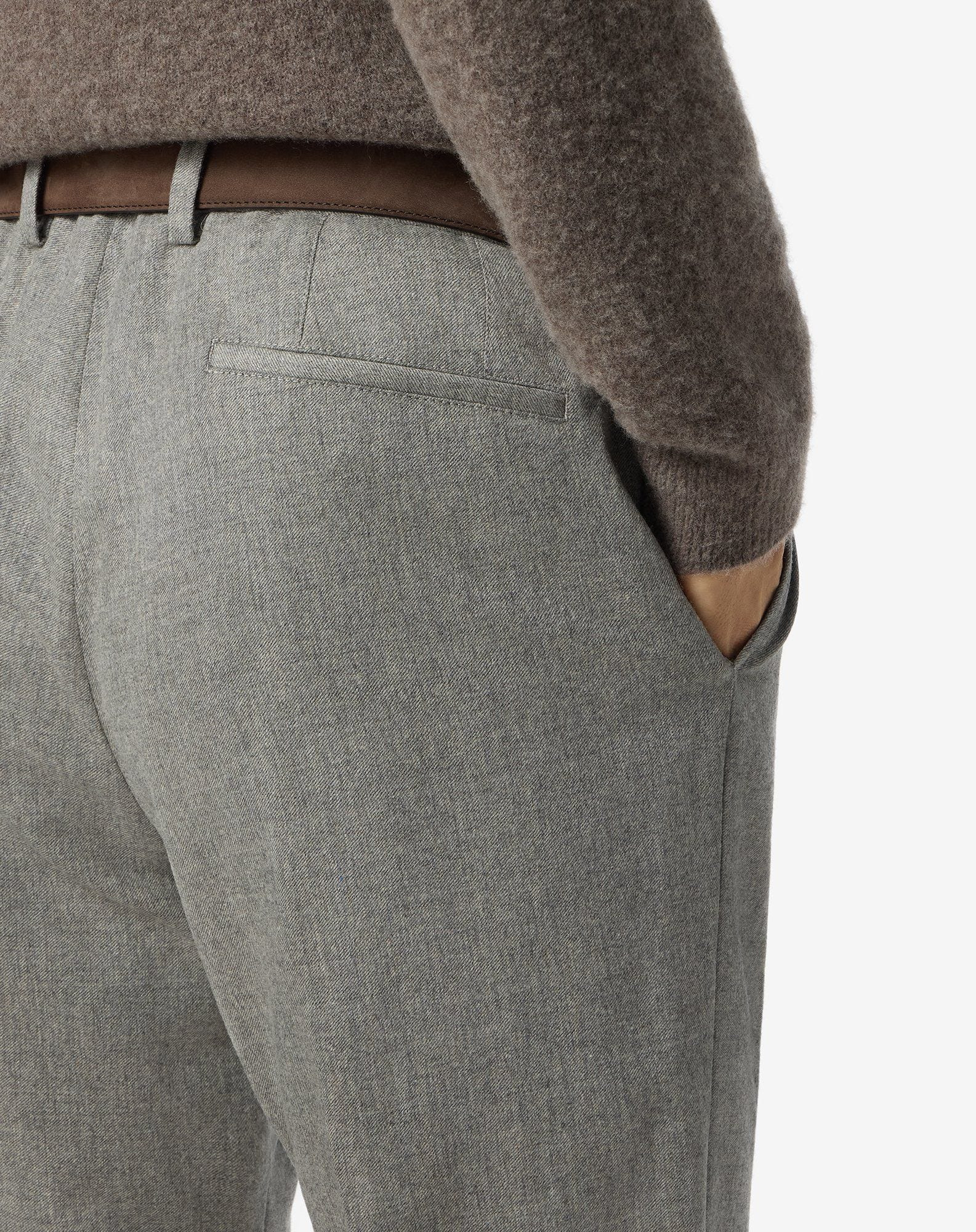 Melange grey wool and cashmere chinos - 5