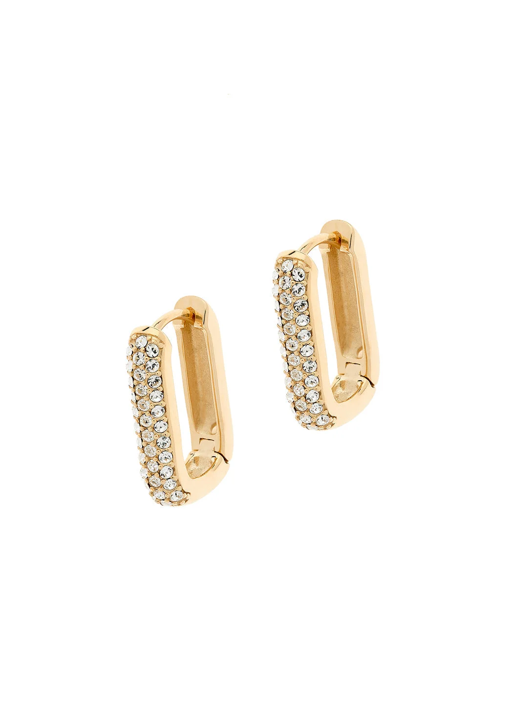 GOLD CRYSTAL OVAL HOOP EARRINGS - 1