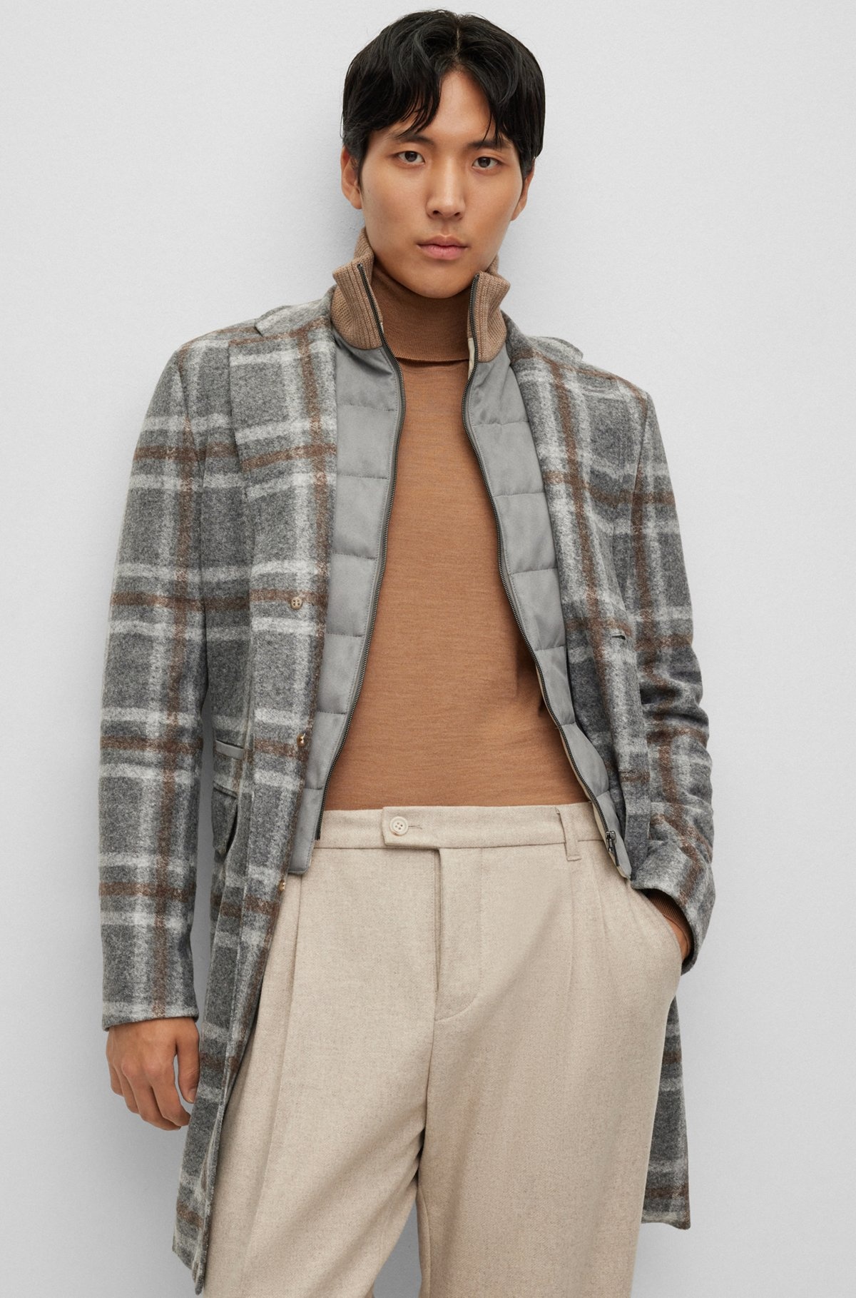 SLIM-FIT COAT WITH ZIP-UP INNER - 7