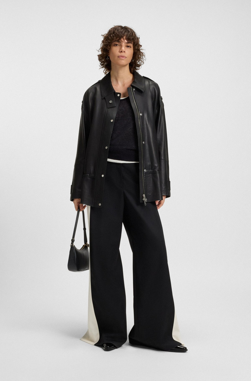 BOSS LONG-LENGTH BIKER JACKET IN LEATHER outlook