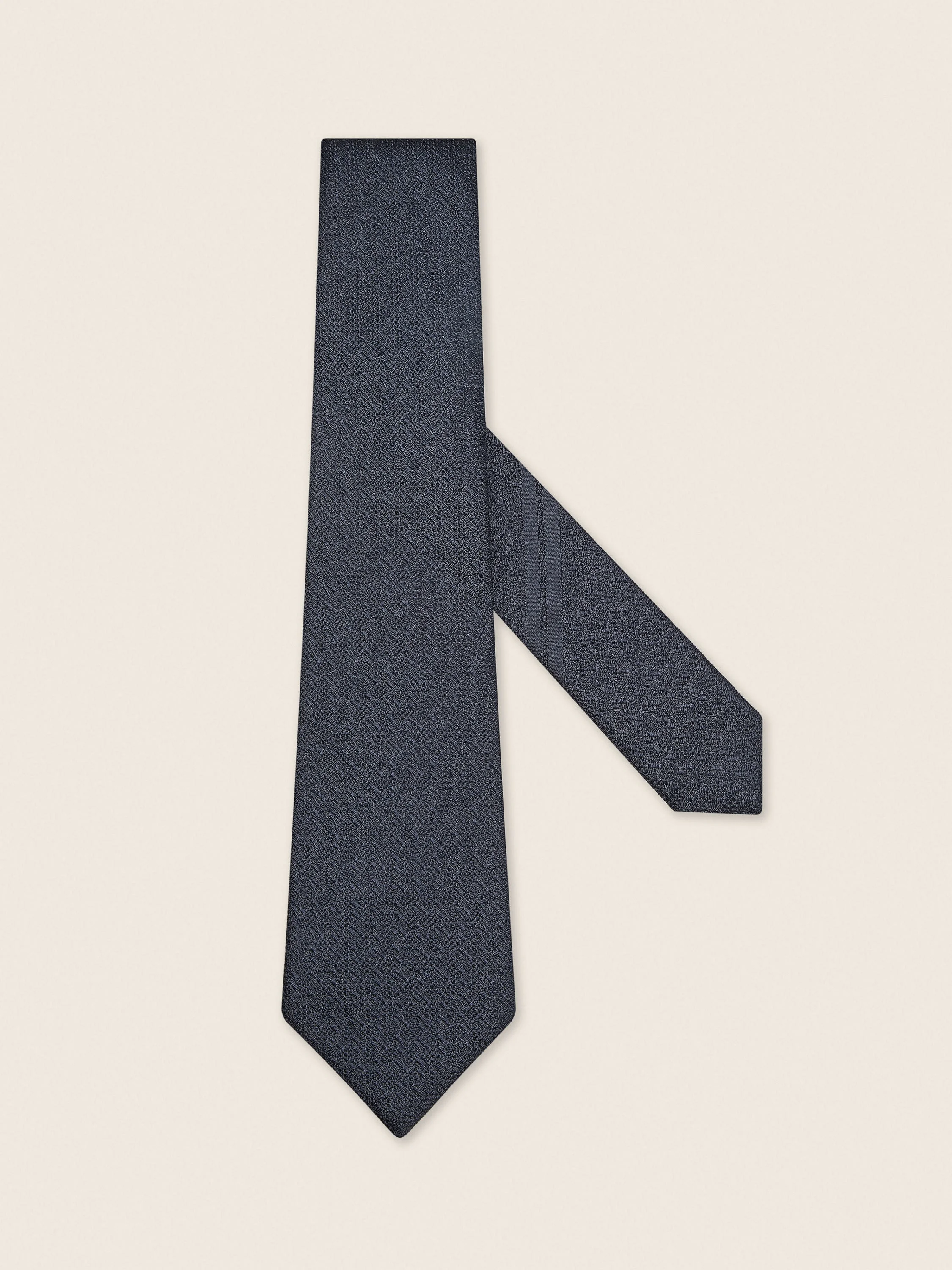 NAVY BLUE SILK TIE - 1