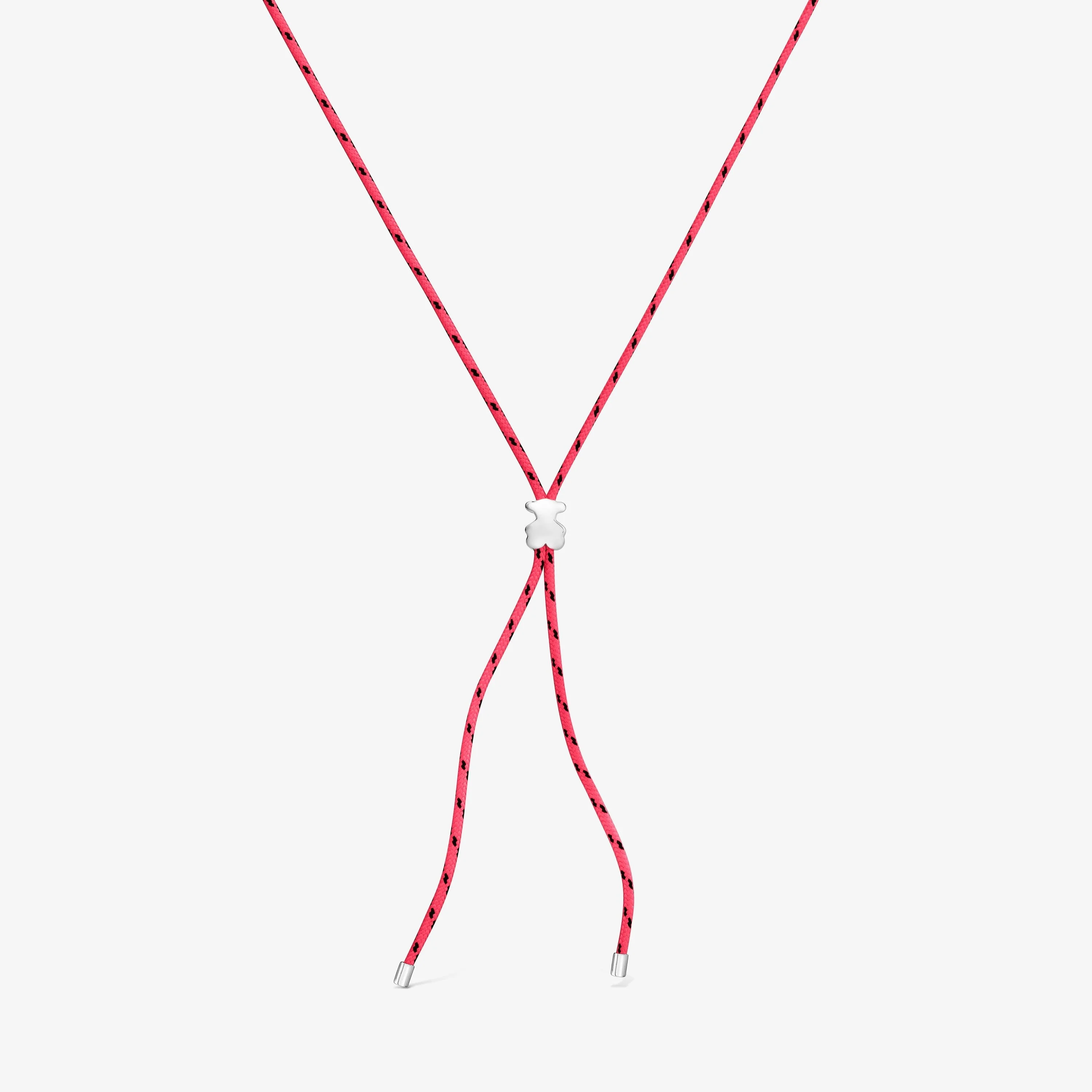 Long silver and pink nylon bear Necklace TOUS Bold Motif - 1