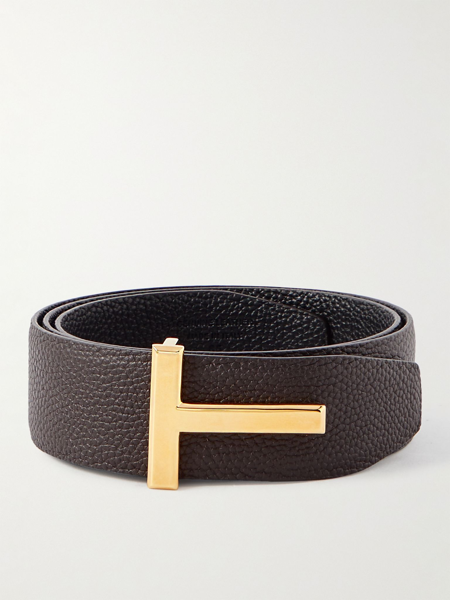 4cm Reversible Full-Grain Leather Belt Brown - 1