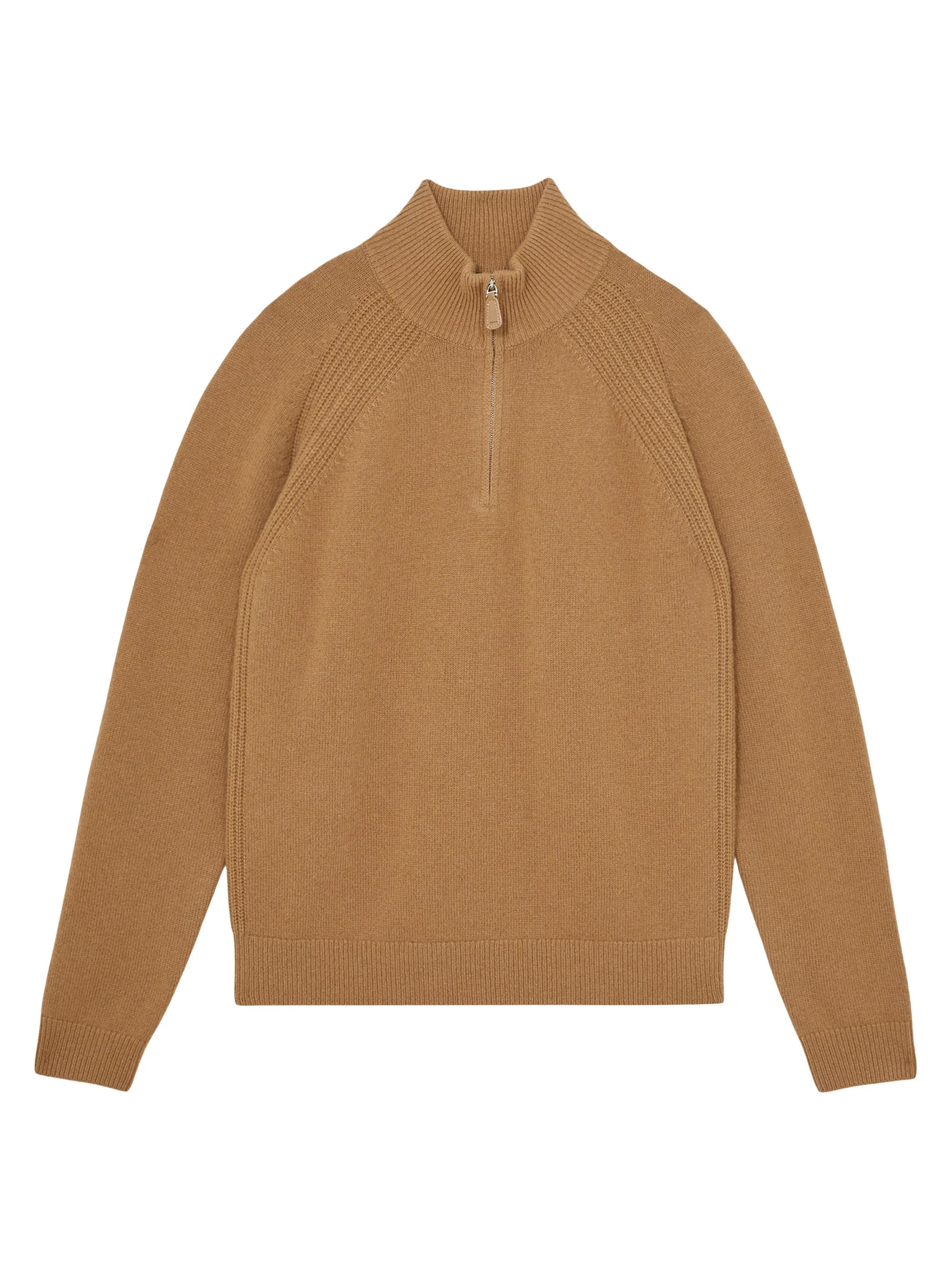 Men's Charming Wool-Blend Quarter-Zip Sweater - Camel - 1