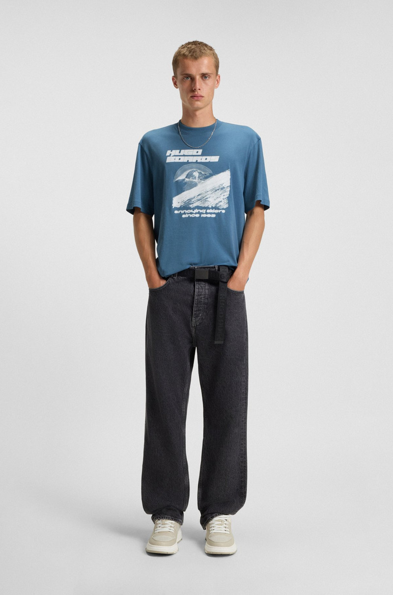 HUGO COTTON-JERSEY TOP WITH MIXED-PRINT ARTWORK outlook