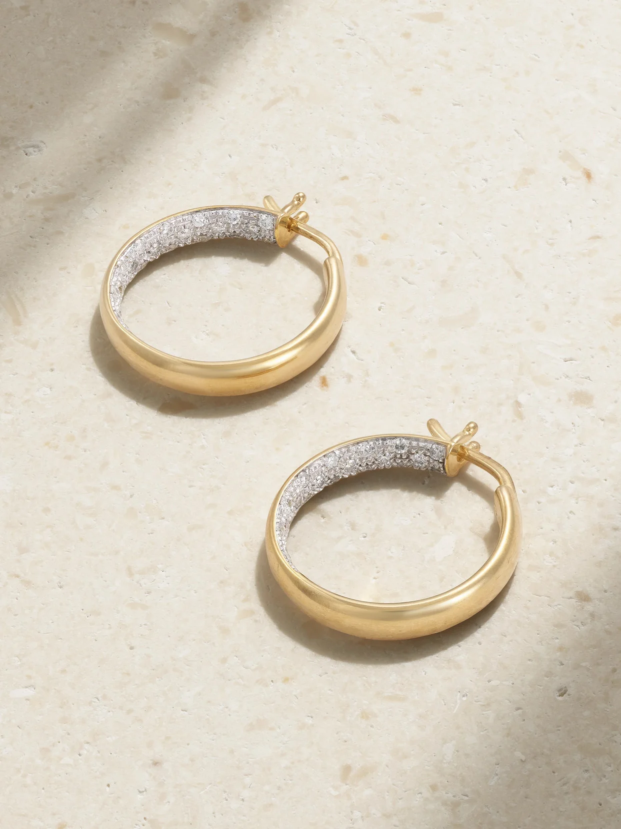 9-karat Gold Diamond Hoop Earrings - 1