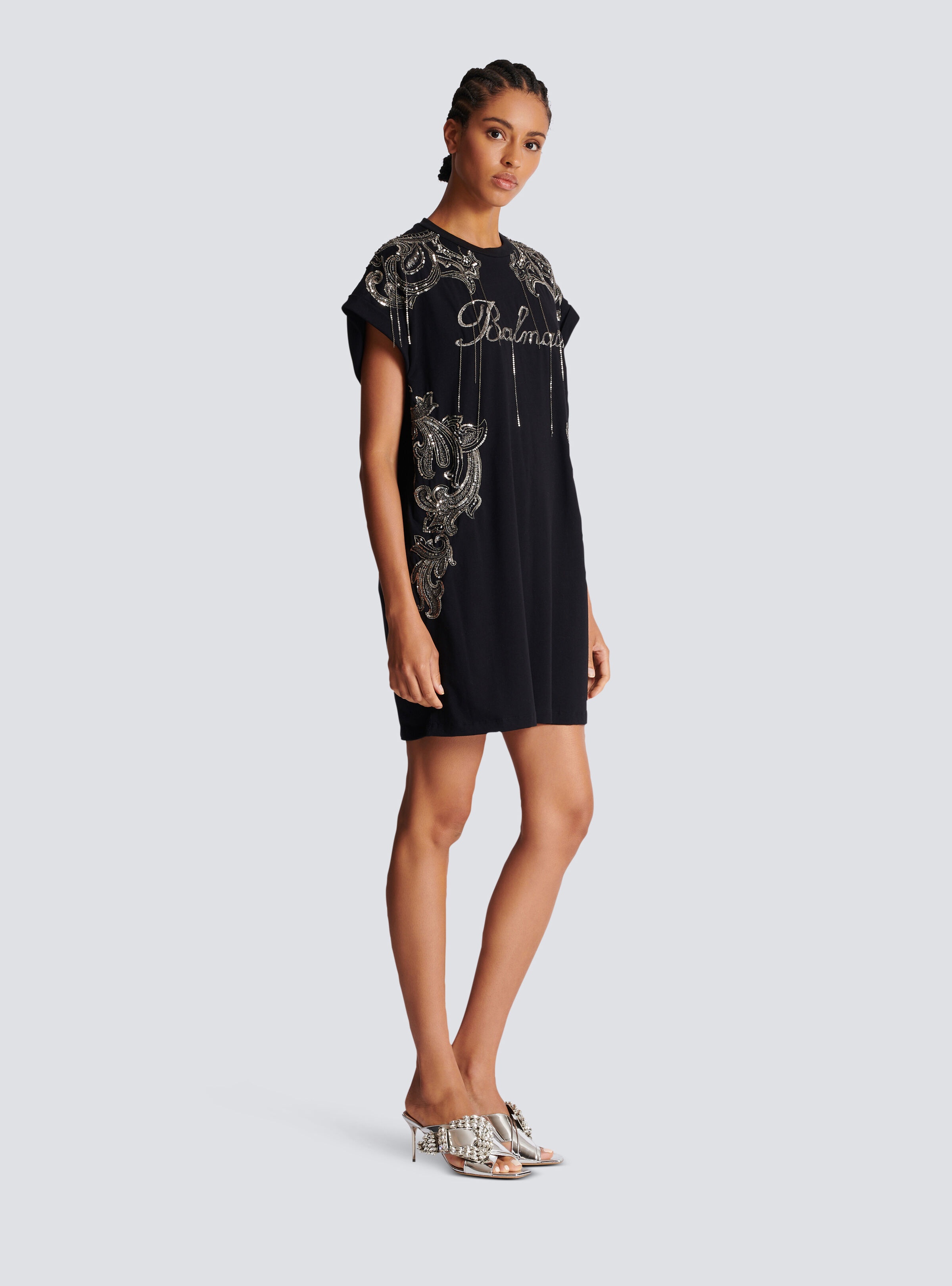 Balmain Signature chain embroidered T-shirt dress - 3