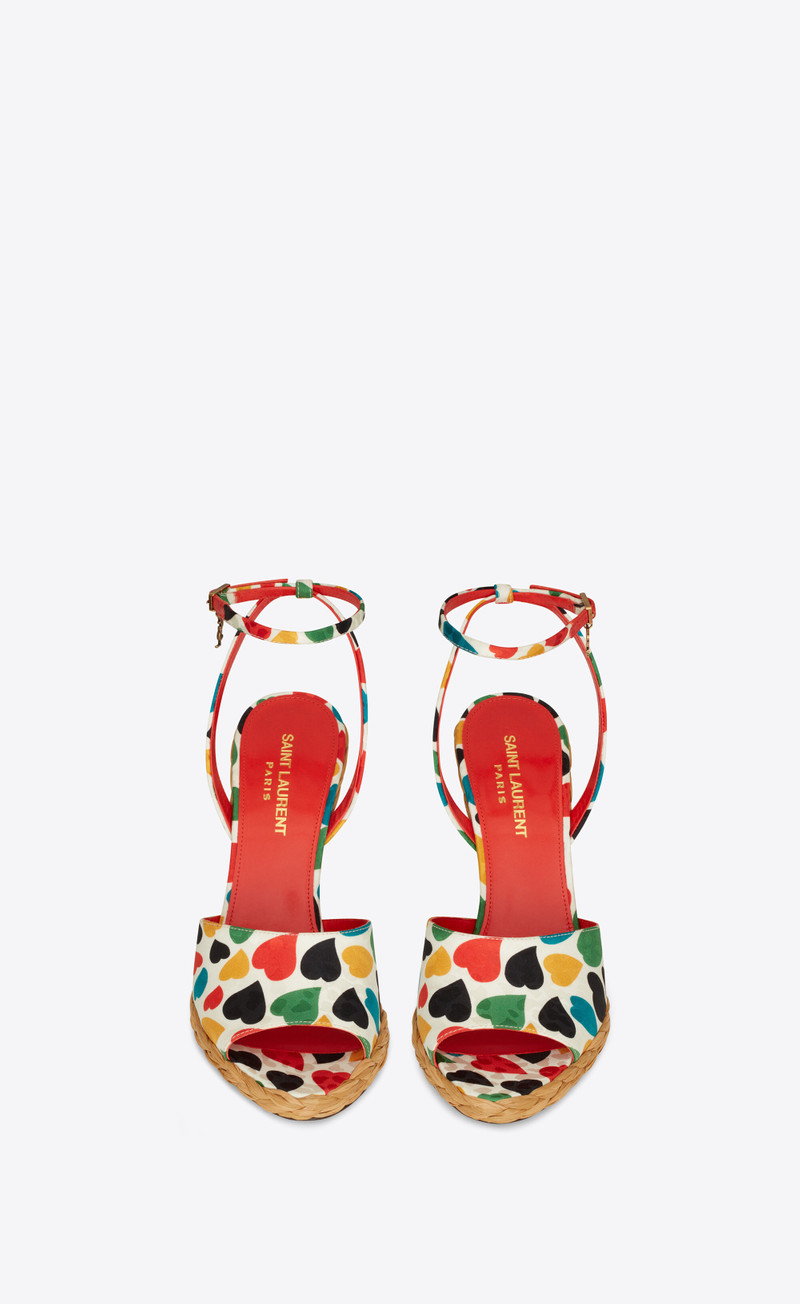 SAINT LAURENT paloma wedge espadrilles in heart jacquard outlook