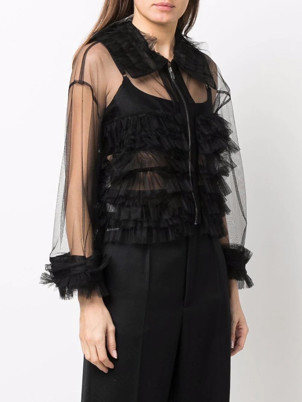 sheer tulle bomber jacket - 3