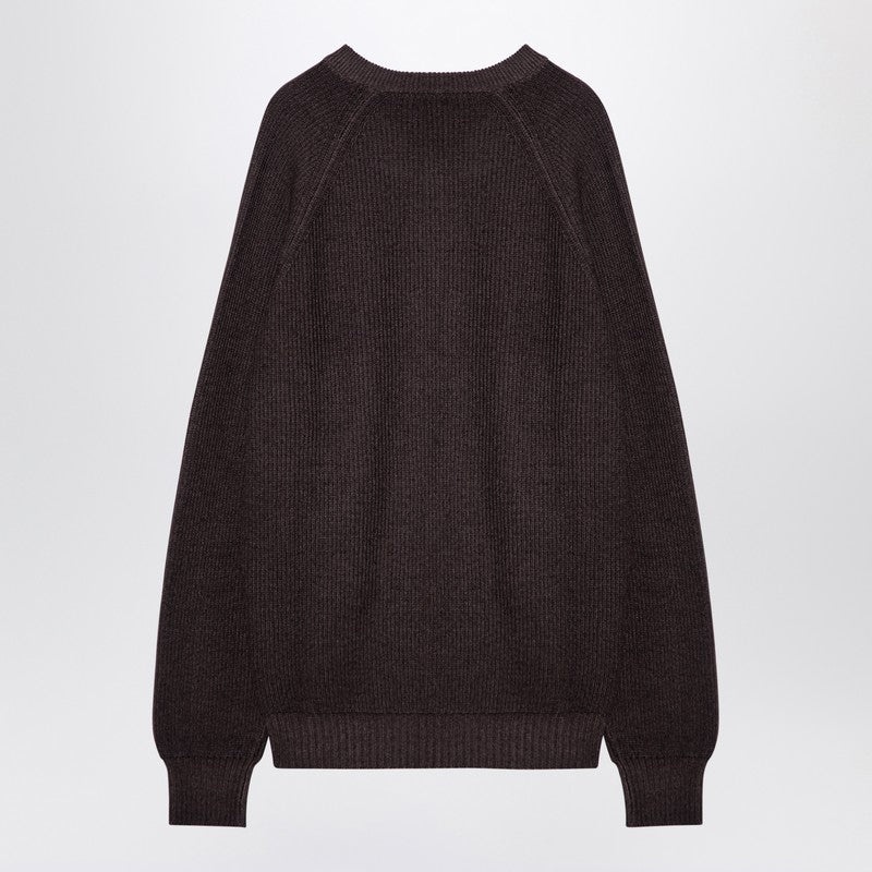 Tagliatore - Tagliatore Brown virgin wool pullover - 2