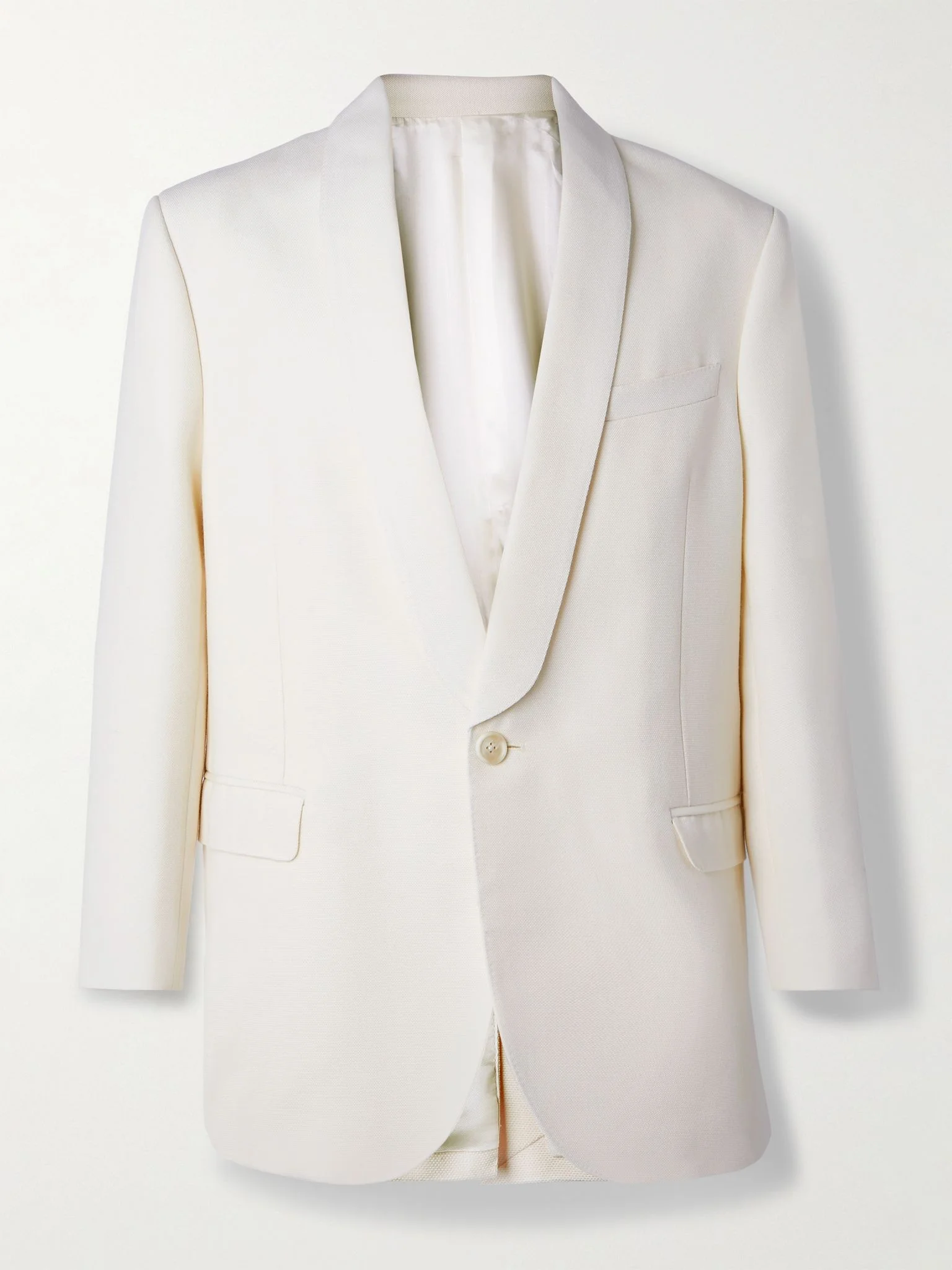 Shawl-Collar Wool and Mohair-Blend Suit Jacket Off-white - 1