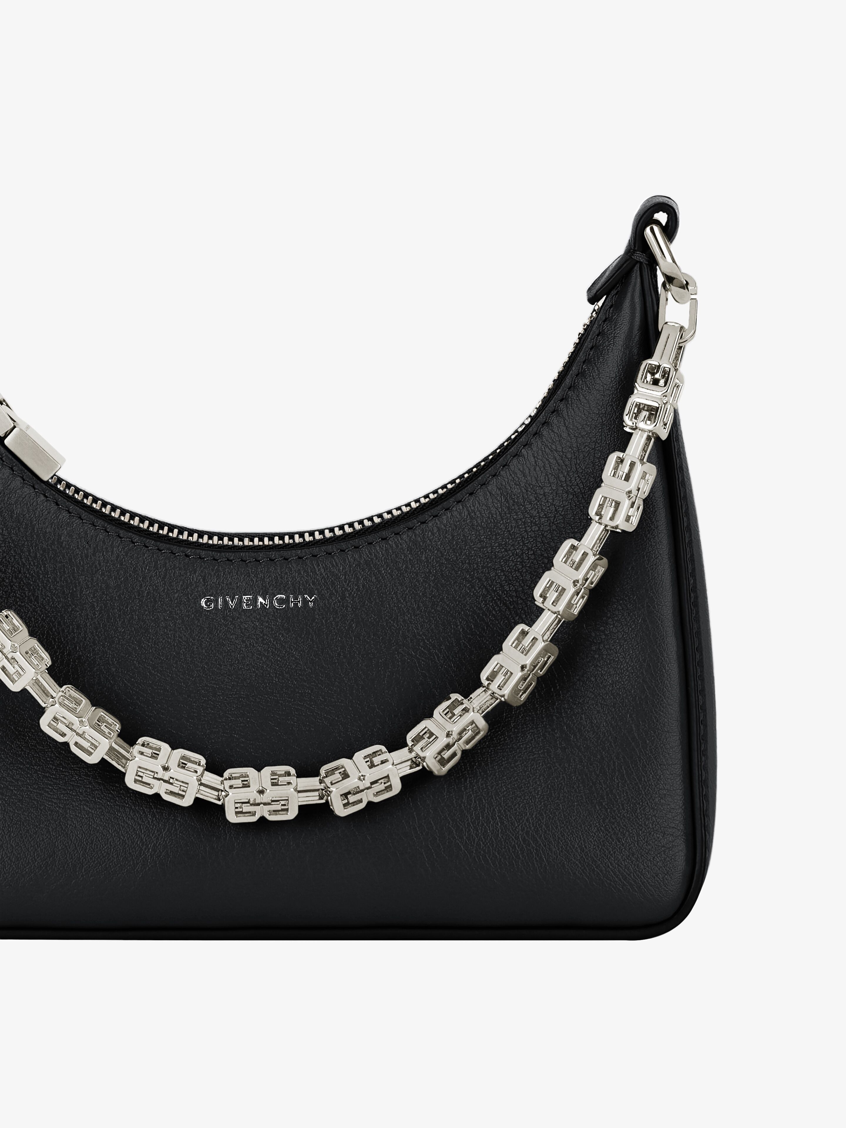 MINI MOON CUT OUT BAG IN LEATHER WITH CHAIN - 7