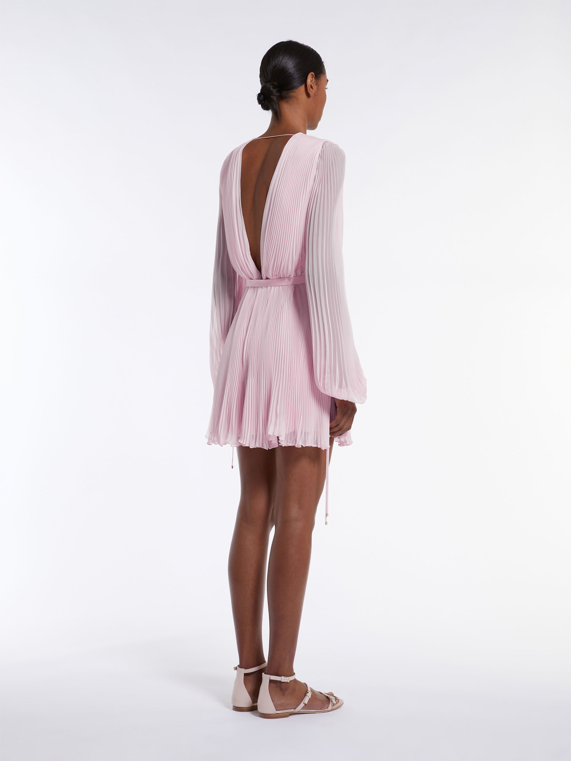 VISITA Pleated chiffon mini dress - 4