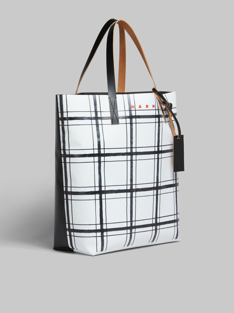 WHITE AND BLACK CHECKED TRIBECA SHOPPER 6