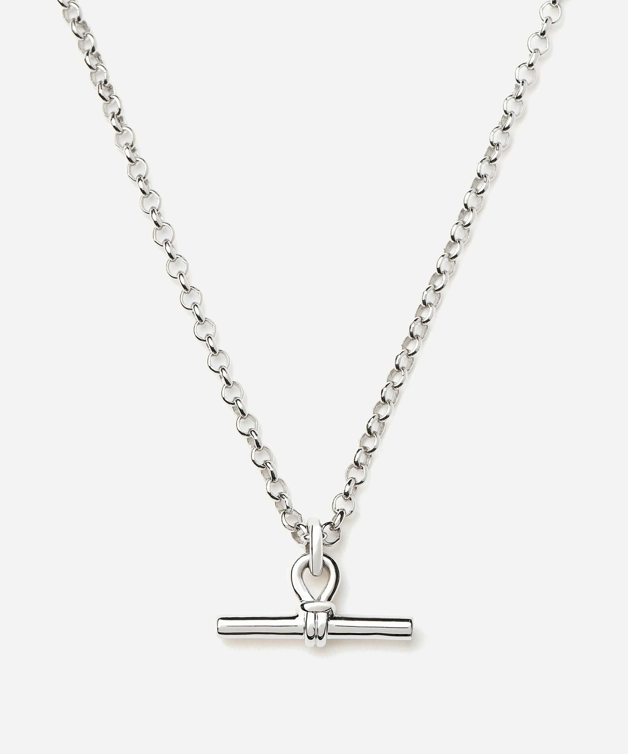Silver-Plated Chunky T-Bar Pendant Necklace - 1