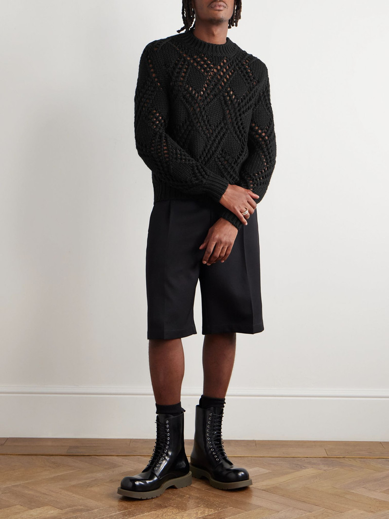 Jil Sander Open-Knit Wool Sweater Black outlook