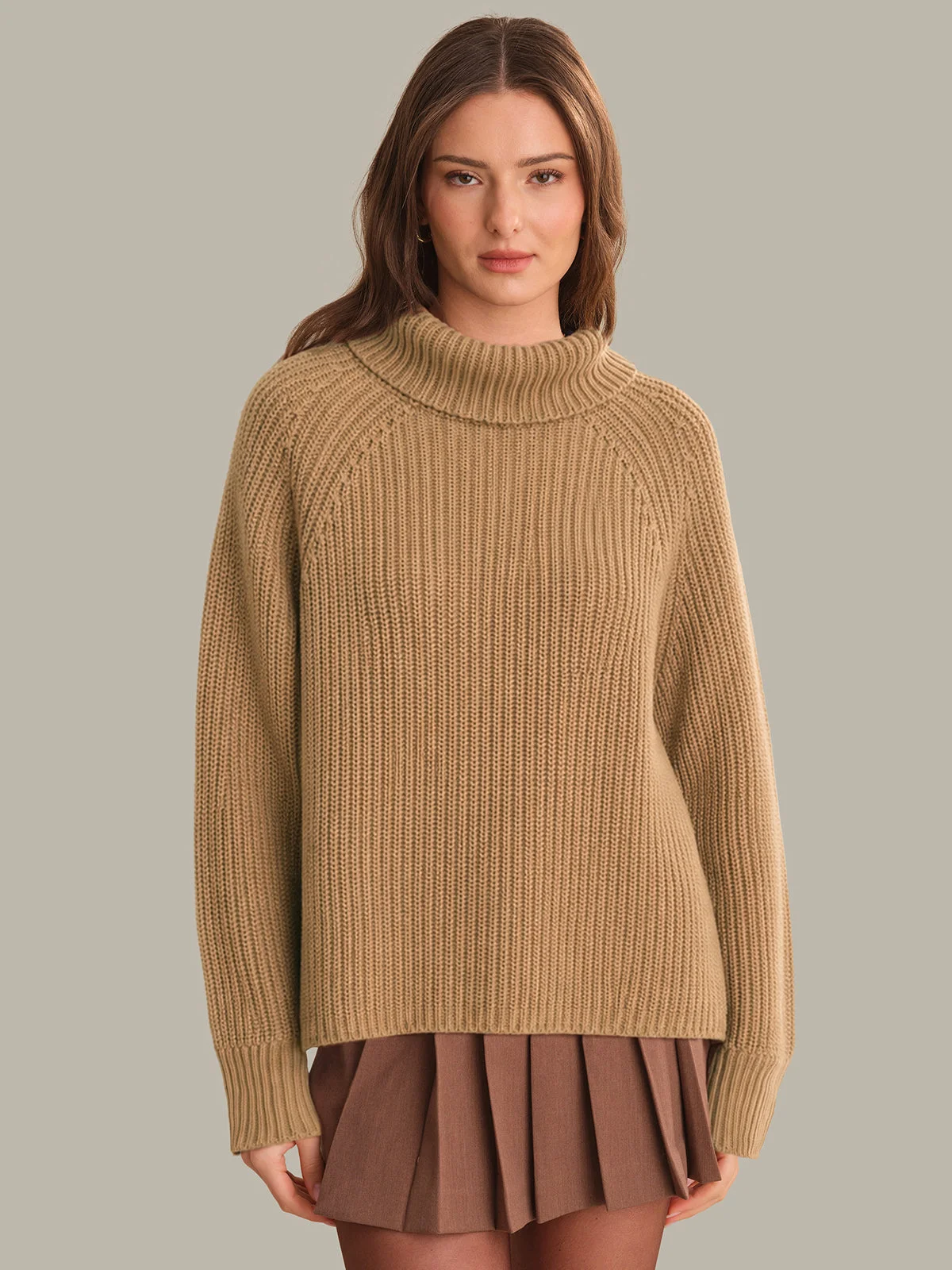 Stella: Cotton Shaker Stitch Turtleneck Sweater - 1