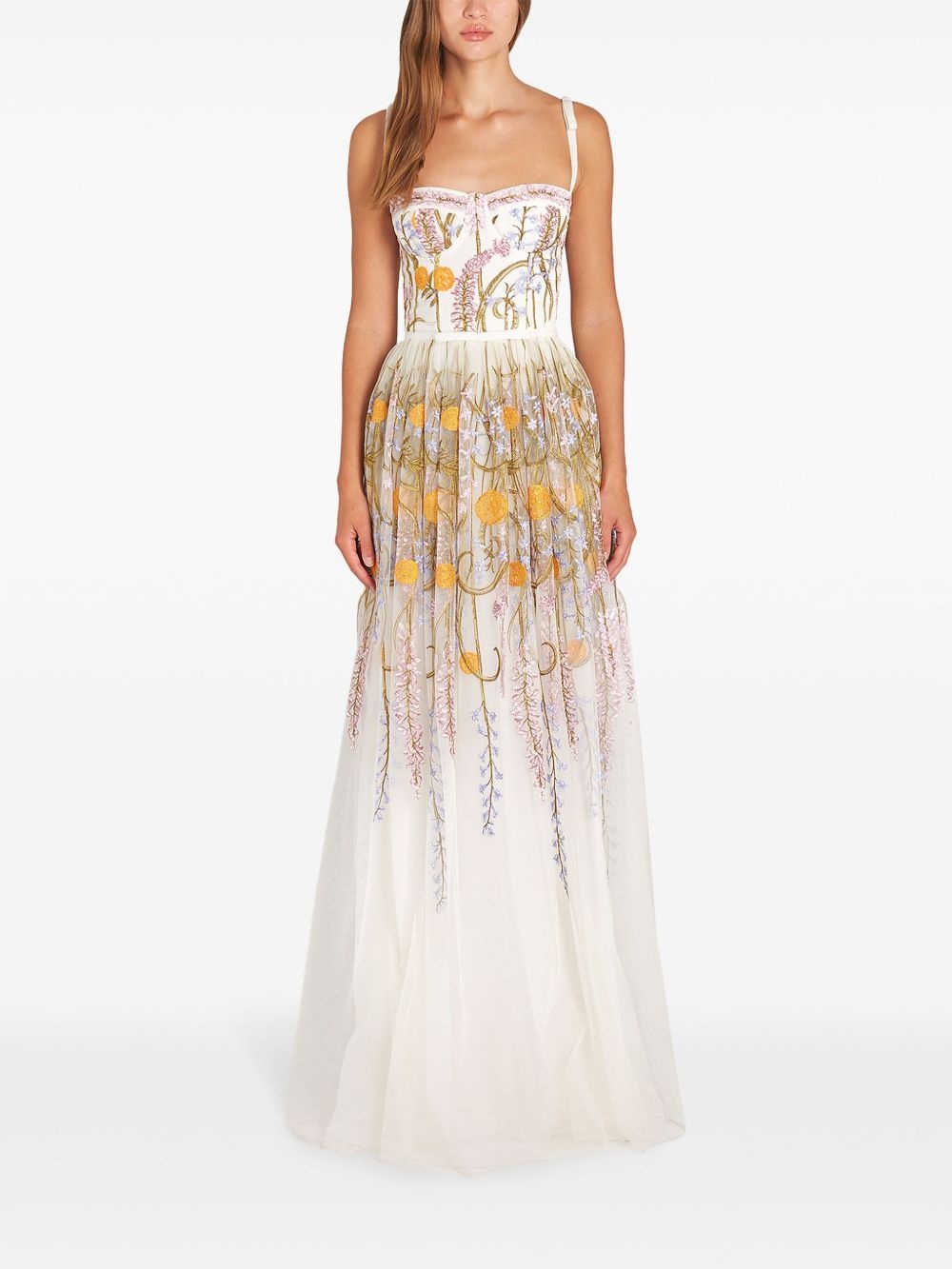 Marigold Bouquets-embroidery tulle dress - 2