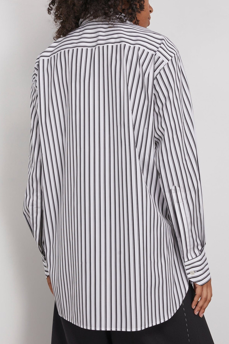 Long Sleeve Shirt in White/Black Shirt Stripe 4