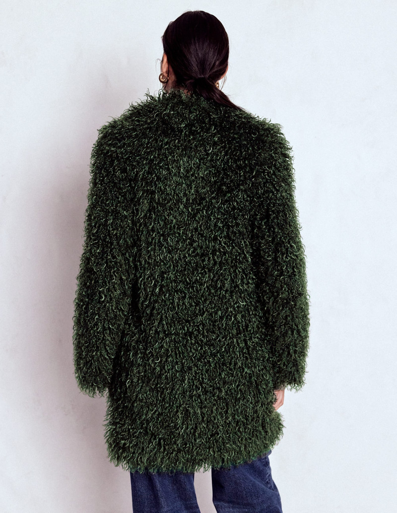 Faux Fur Coat-Kale Leaf, Faux Fur 4