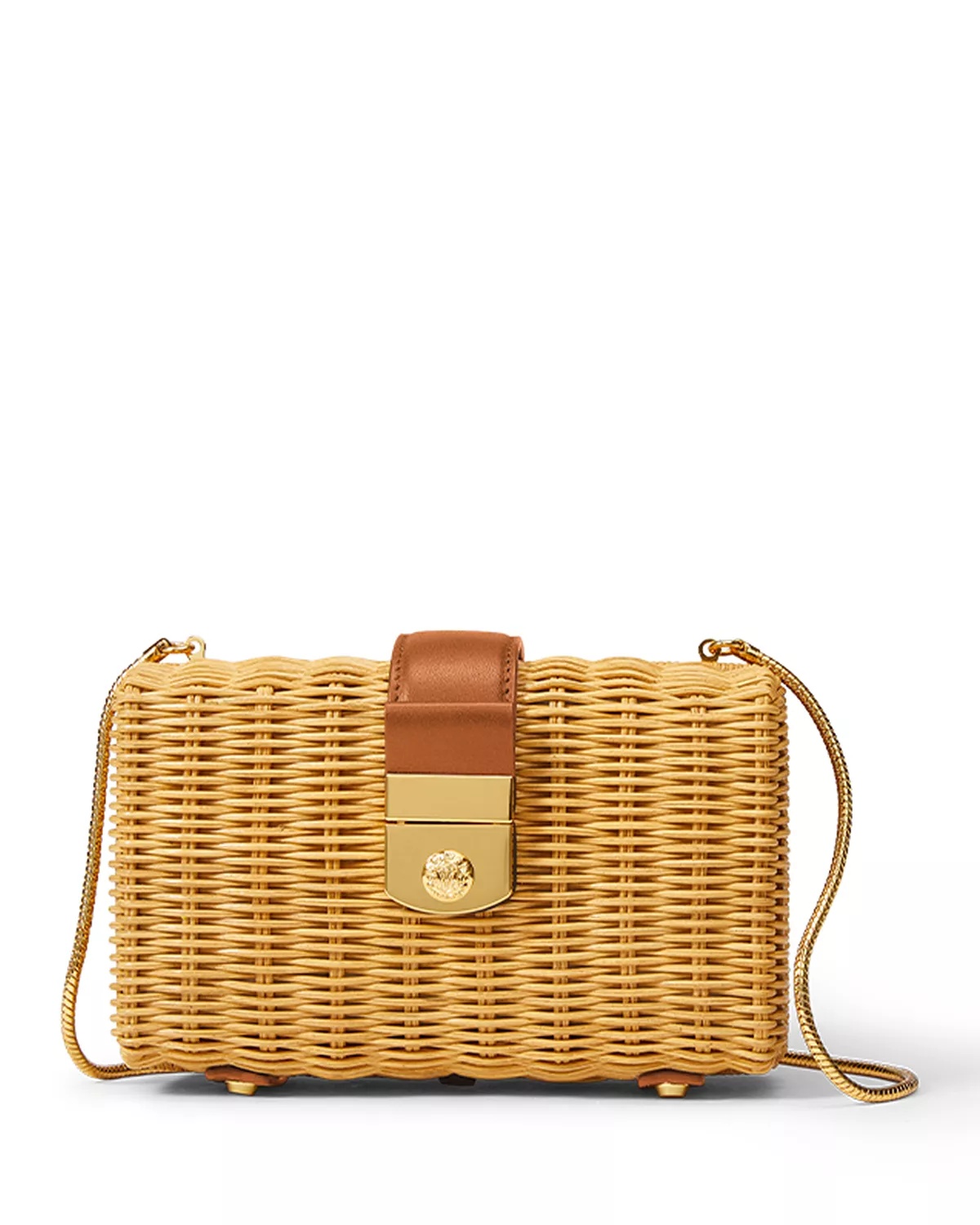Lock Box Wicker Clutch Bag - 1