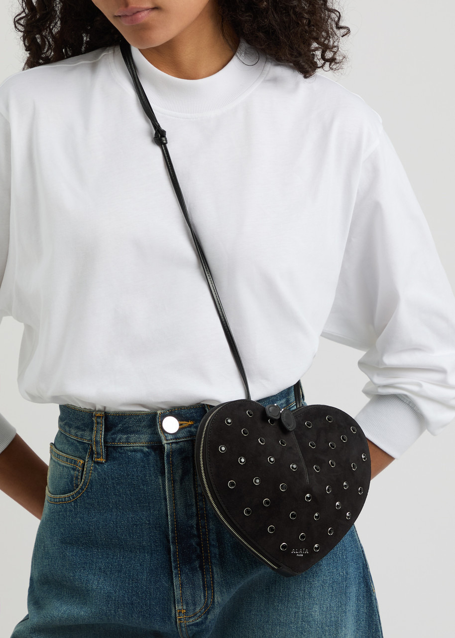Alaïa Le Coeur Crystal-embellished Suede Cross-body bag - 5