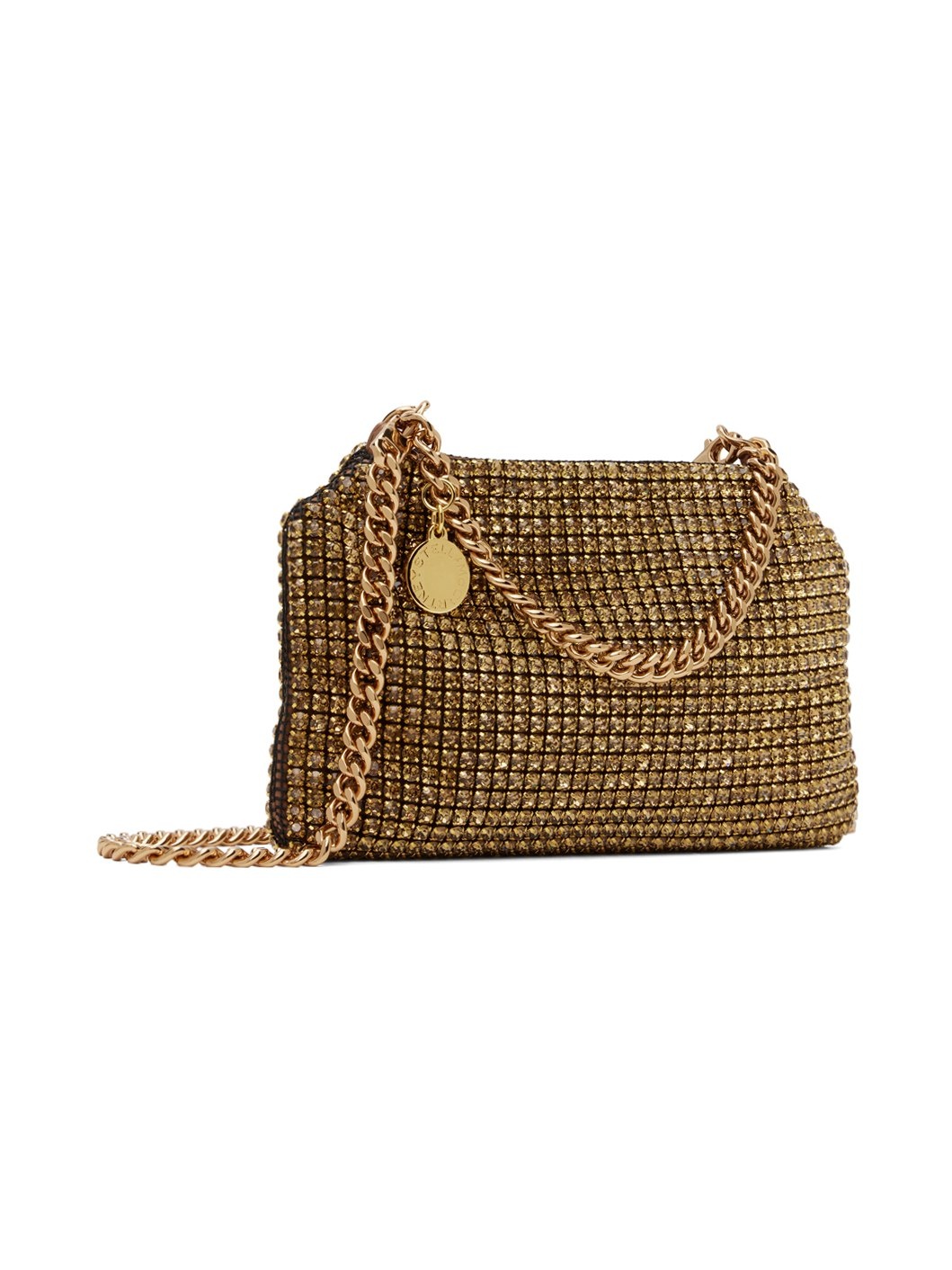 Gold Falabella Crystal Mesh Clutch Bag - 2