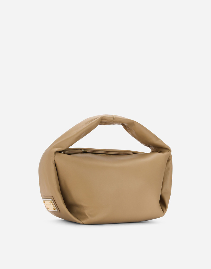 Small nappa leather soft bag with branded tag 3