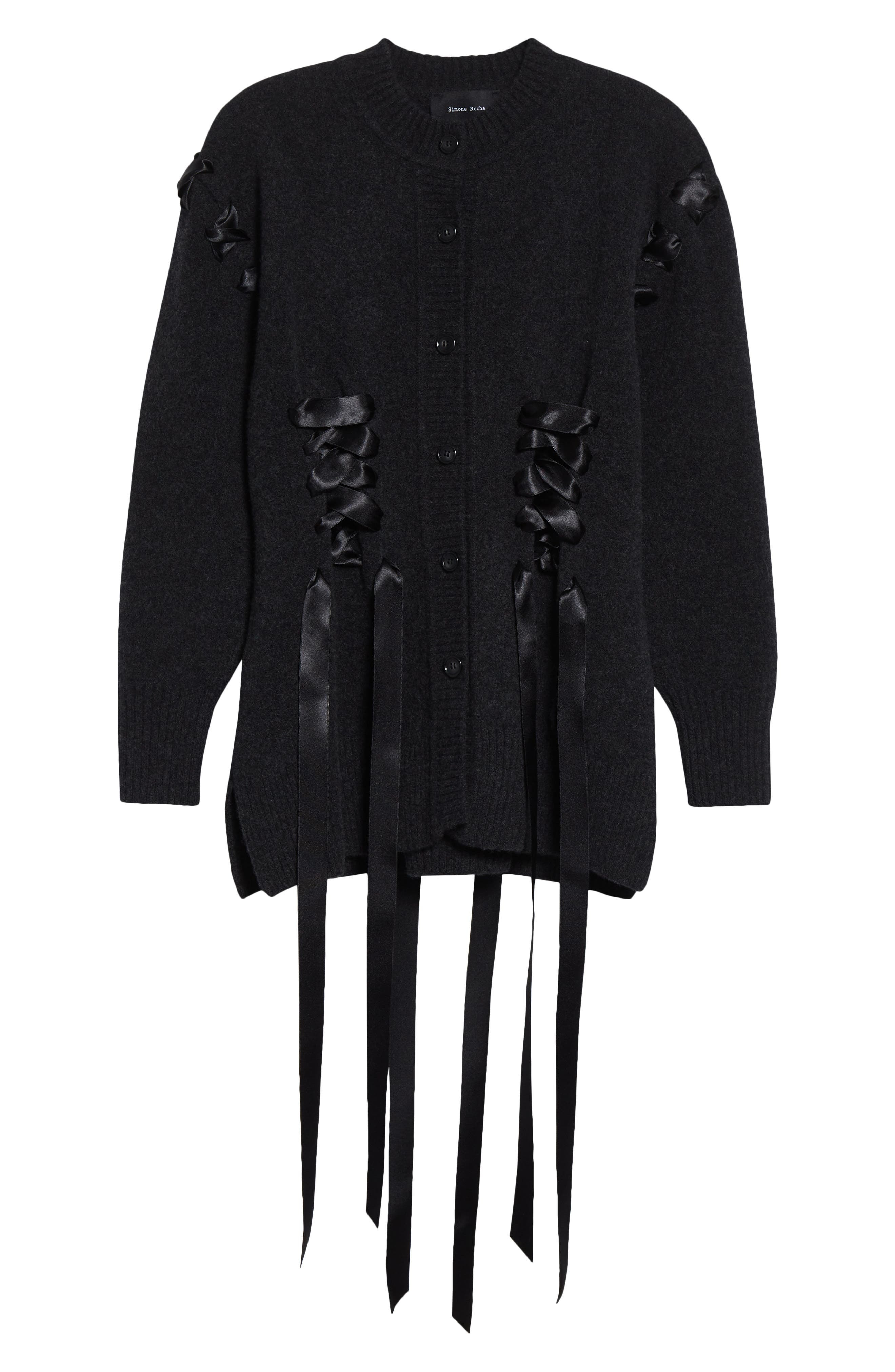 Simone Rocha Sculpted Ribbon Corset Corset in Charcoal at Nordstrom - 6