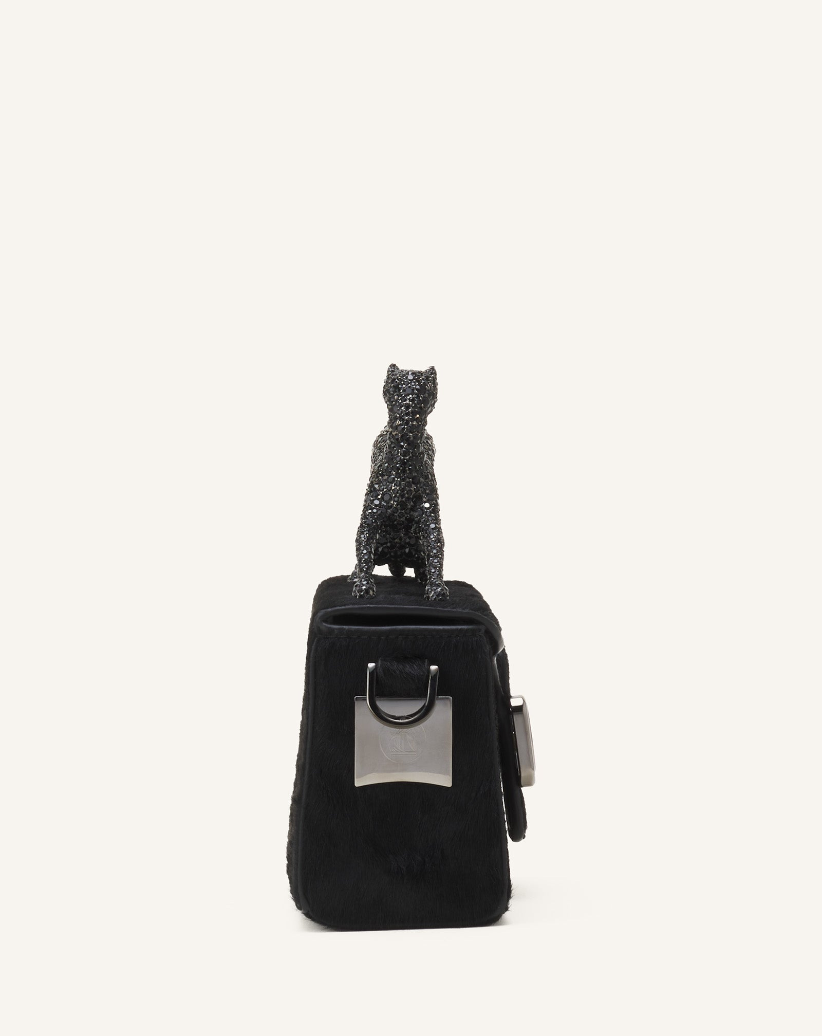 PENCIL CAT NANO LEATHER BAG WITH PONY EFFECT AND RHINESTONES - 6