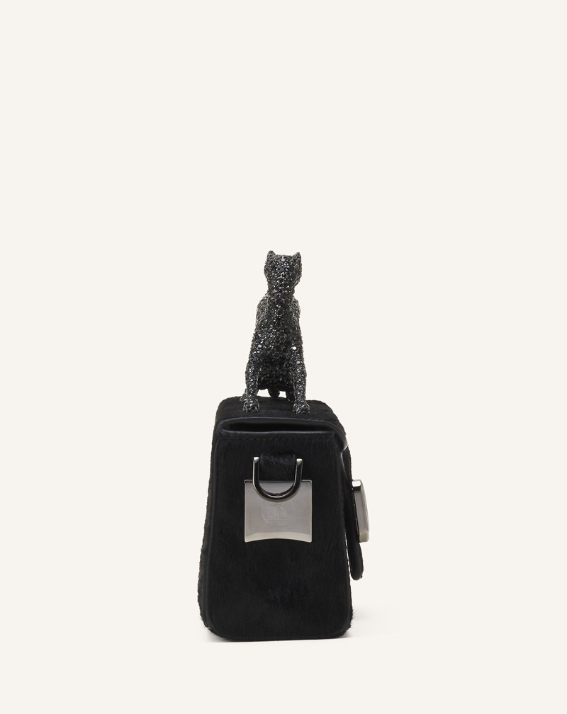 PENCIL CAT NANO LEATHER BAG WITH PONY EFFECT AND RHINESTONES 6