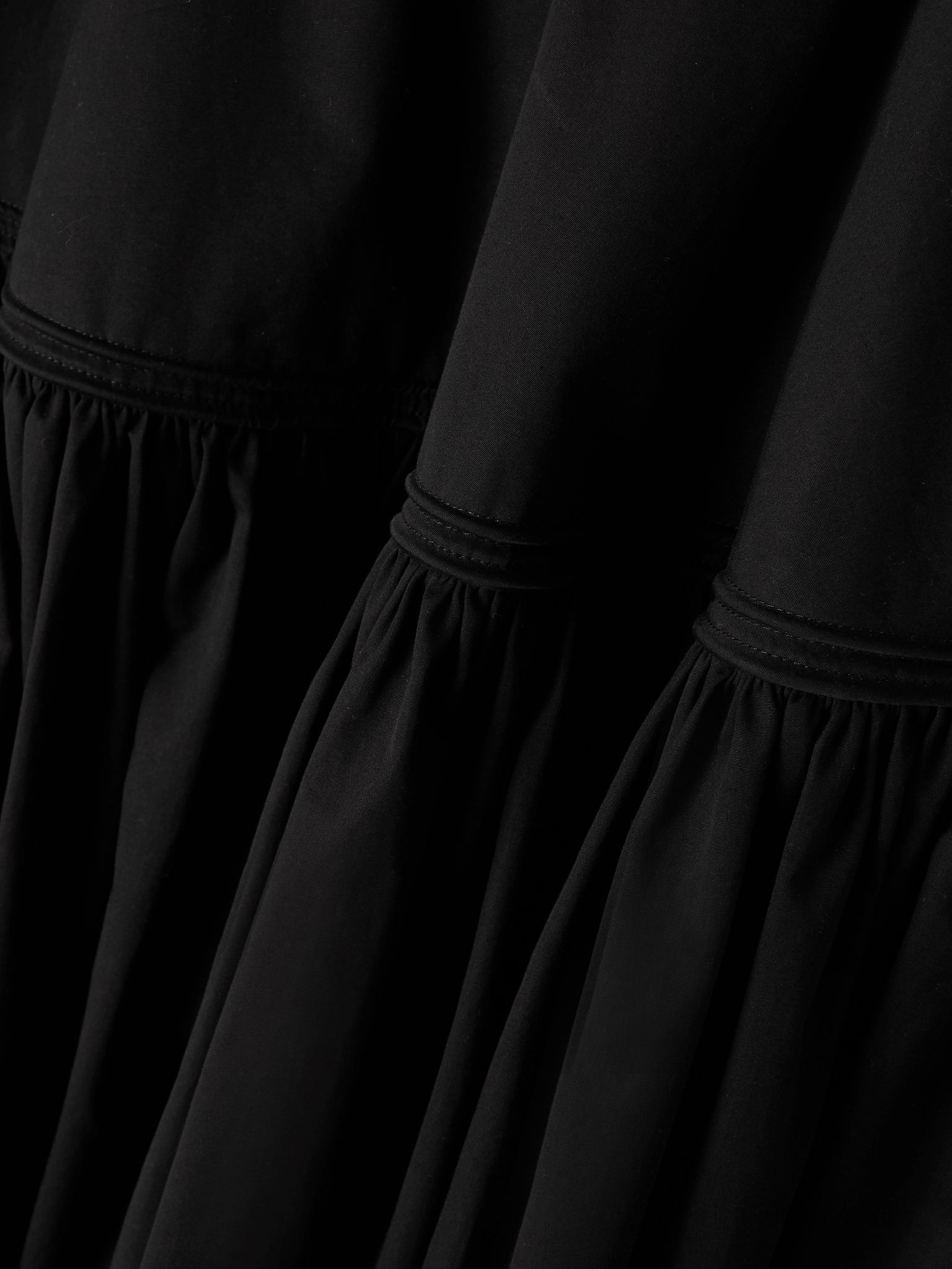 Gathered cotton-poplin maxi skirt Black - 5