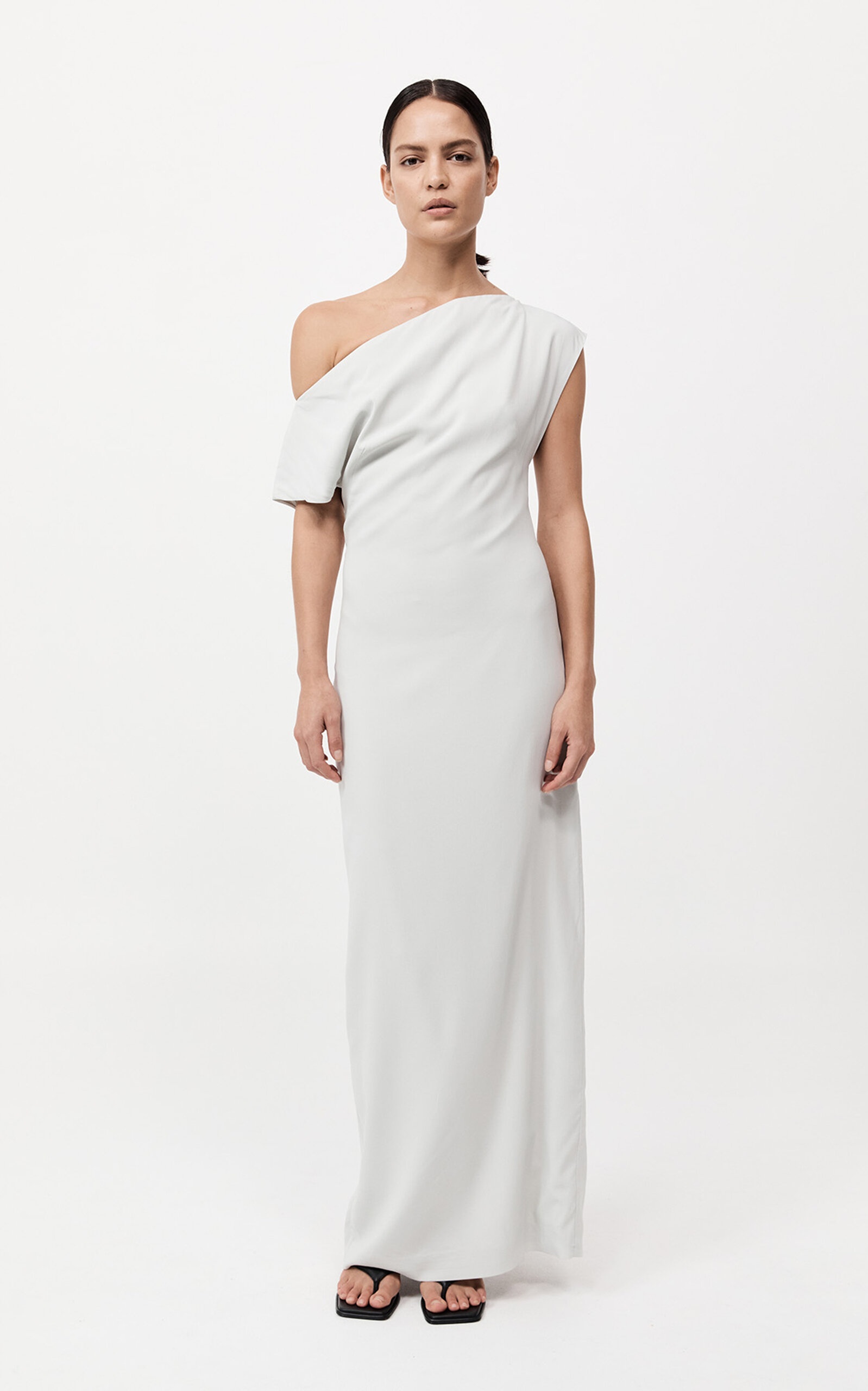 Asymmetric Jersey Maxi Dress silver - 3