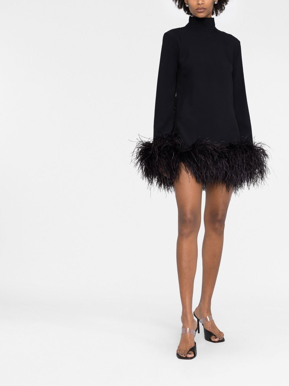 Gina feather-trim mini dress - 2